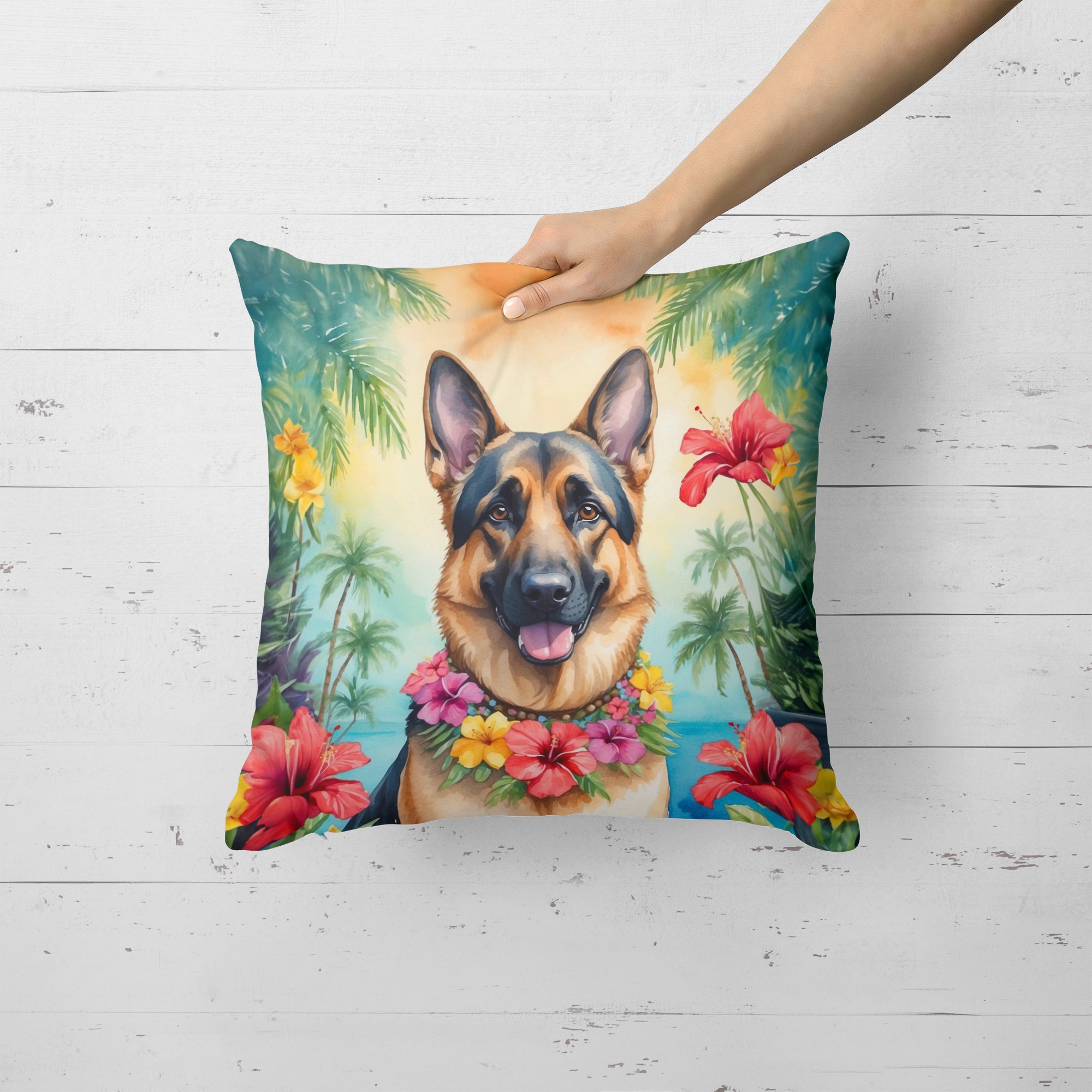 Buy this German Shepherd Luau Throw Pillow