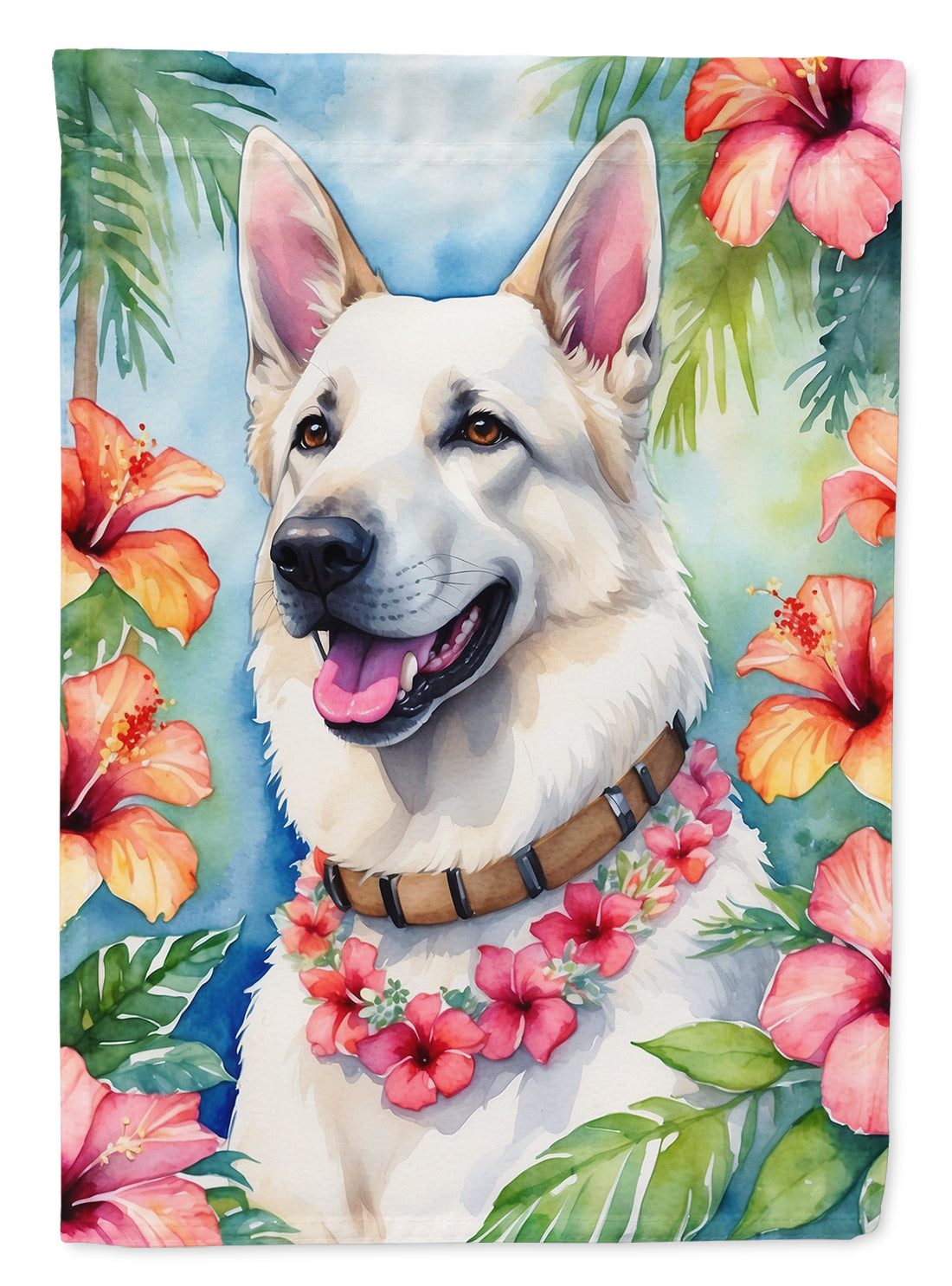 Buy this White German Shepherd Luau House Flag