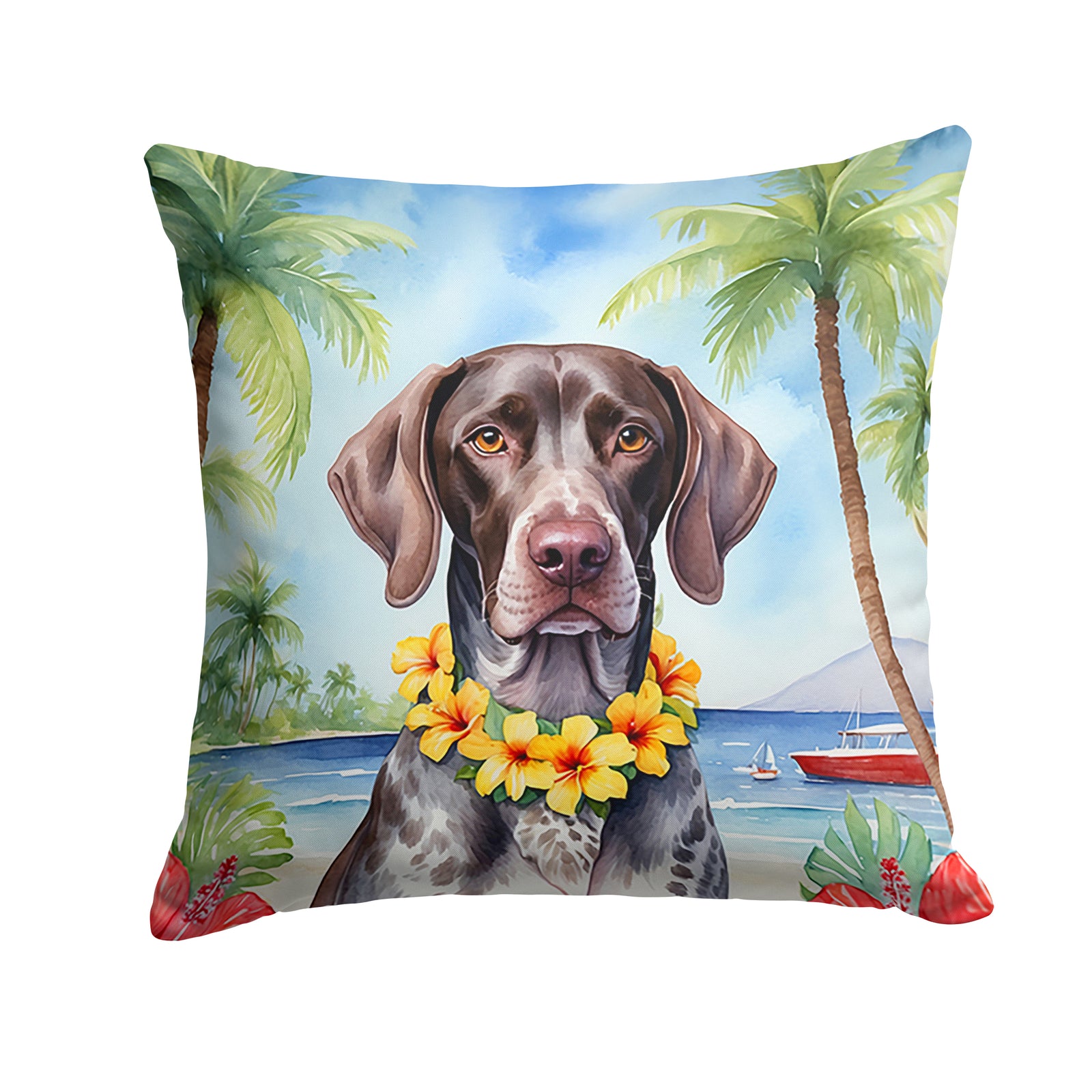 Buy this German Shorthaired Pointer Luau Throw Pillow