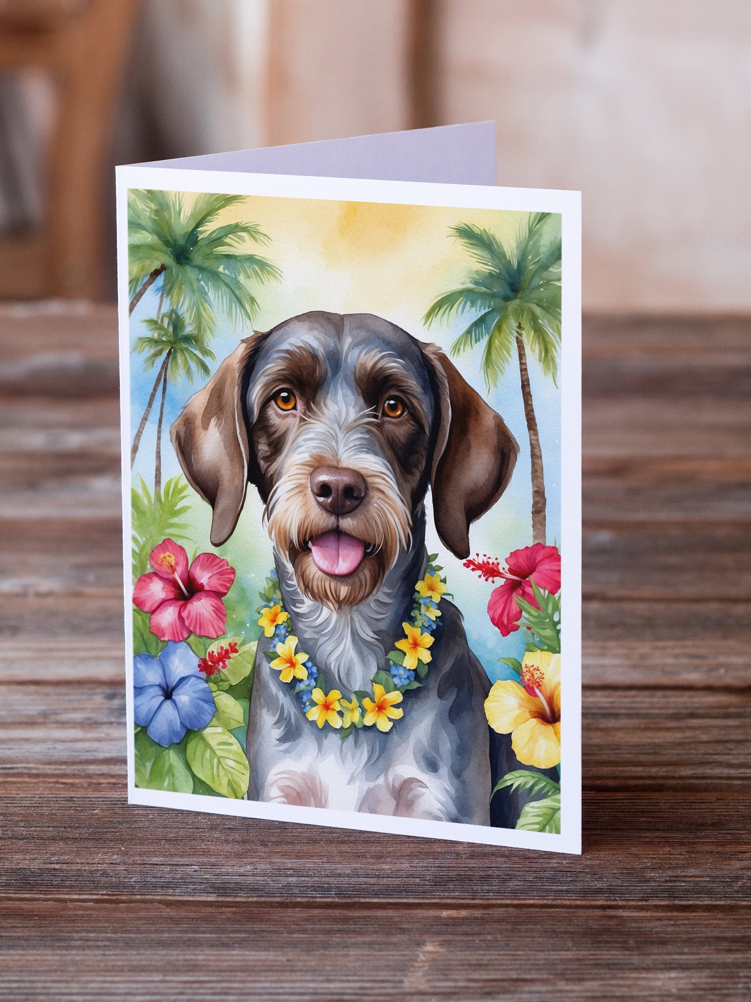 Buy this German Wirehaired Pointer Luau Greeting Cards Pack of 8