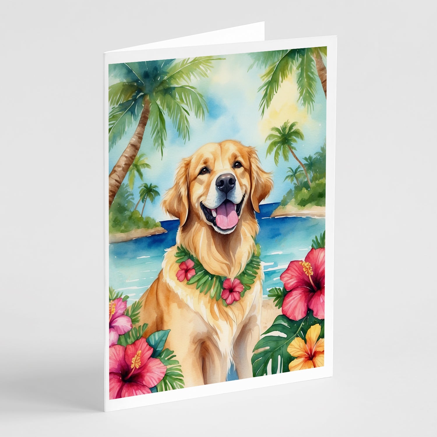 Buy this Golden Retriever Luau Greeting Cards Pack of 8