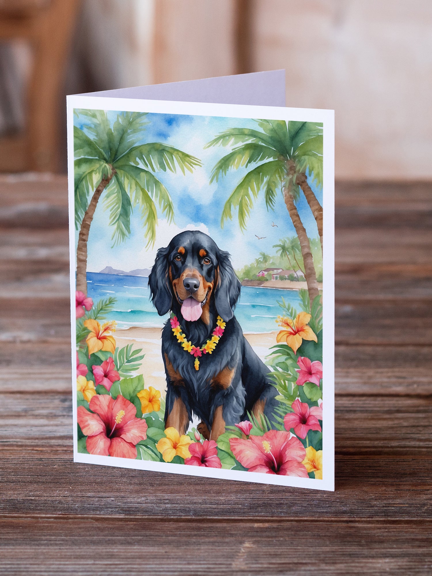 Buy this Gordon Setter Luau Greeting Cards Pack of 8