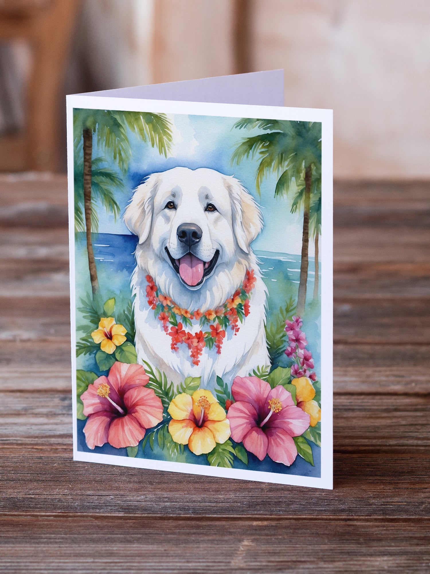 Buy this Great Pyrenees Luau Greeting Cards Pack of 8