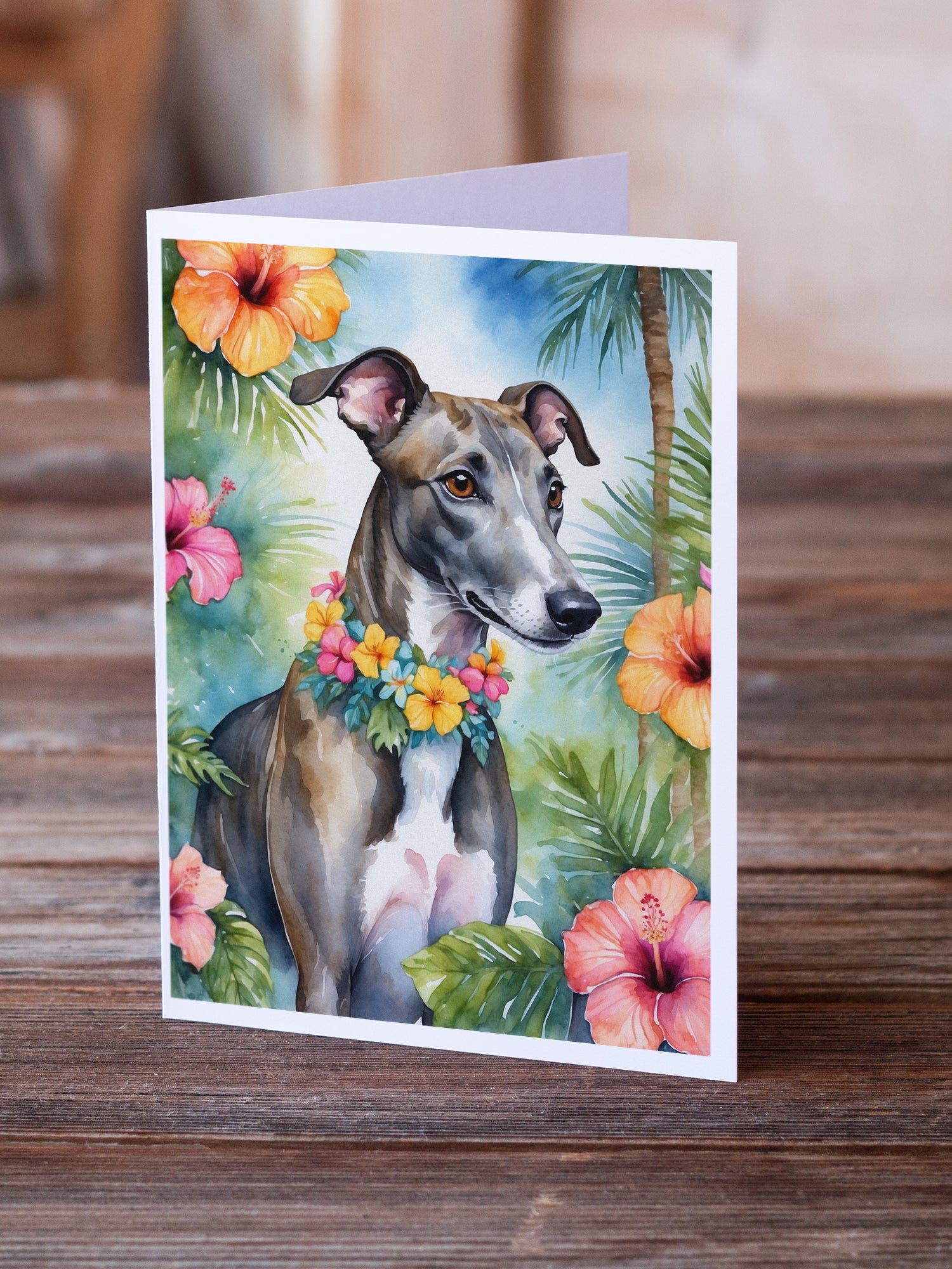 Buy this Greyhound Luau Greeting Cards Pack of 8