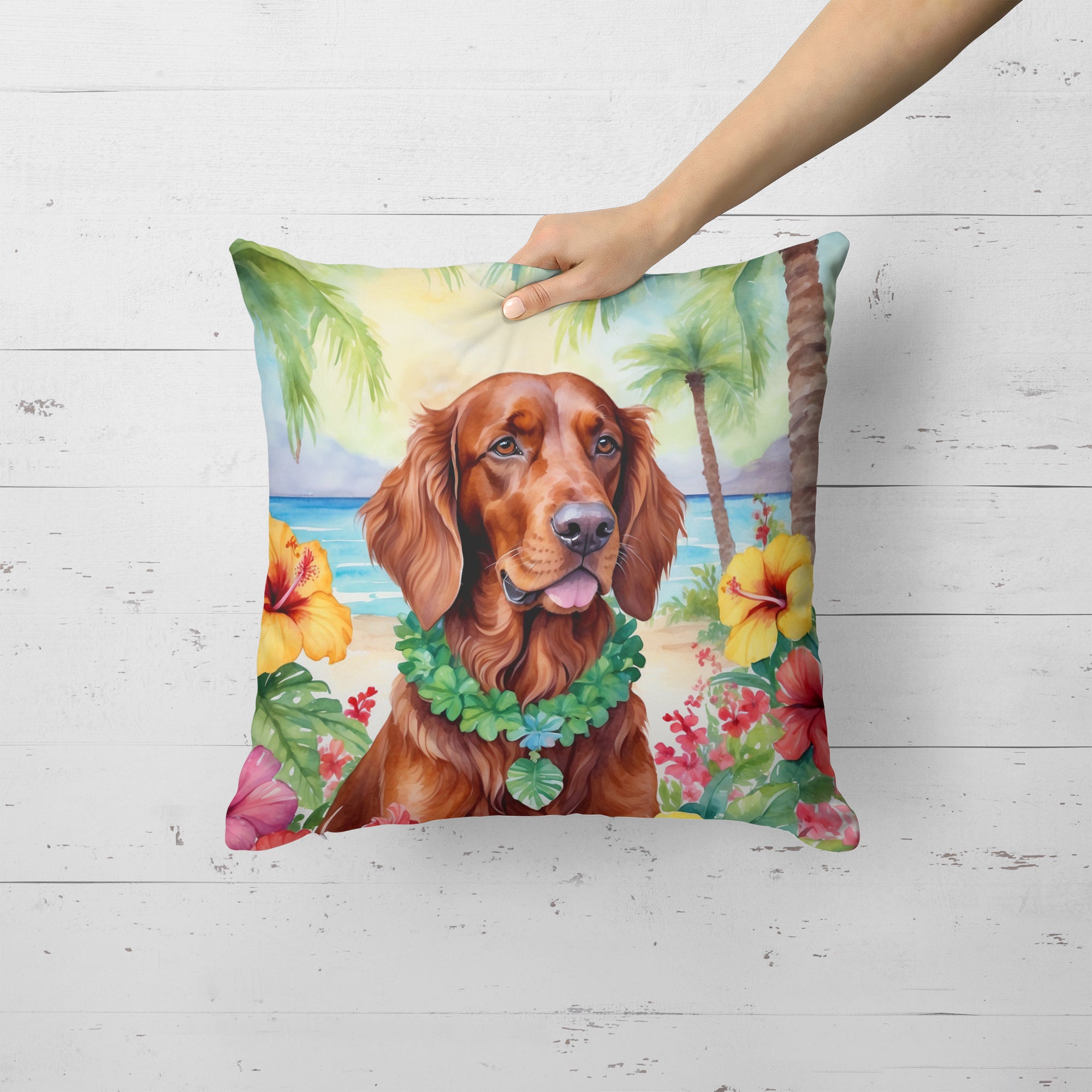 Irish Setter Luau Throw Pillow