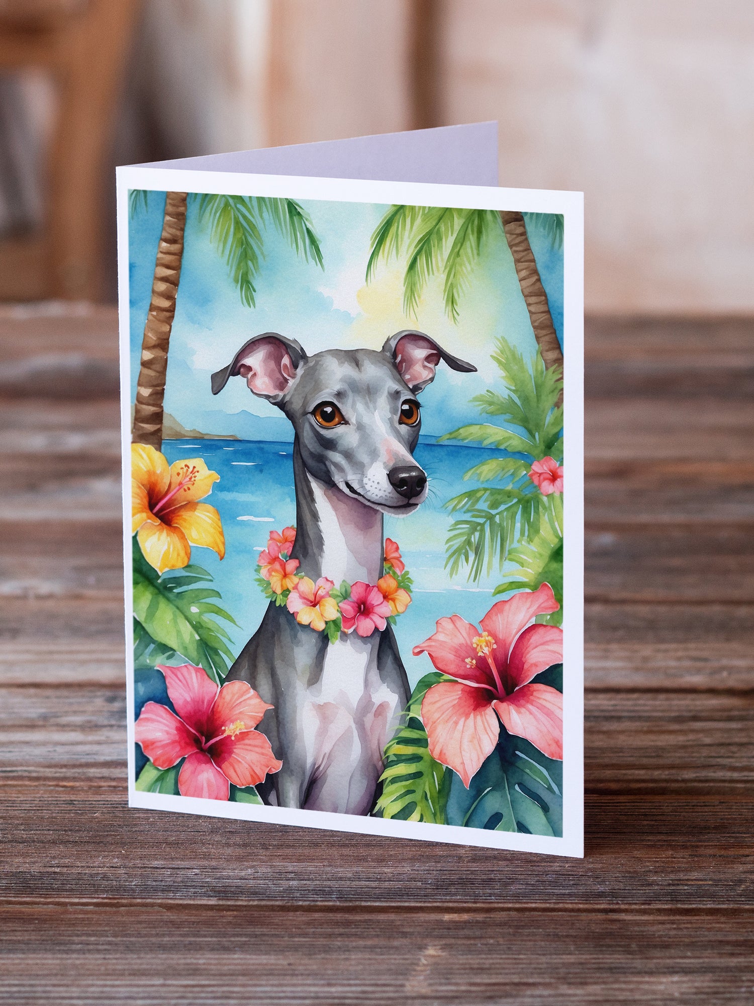 Buy this Italian Greyhound Luau Greeting Cards Pack of 8