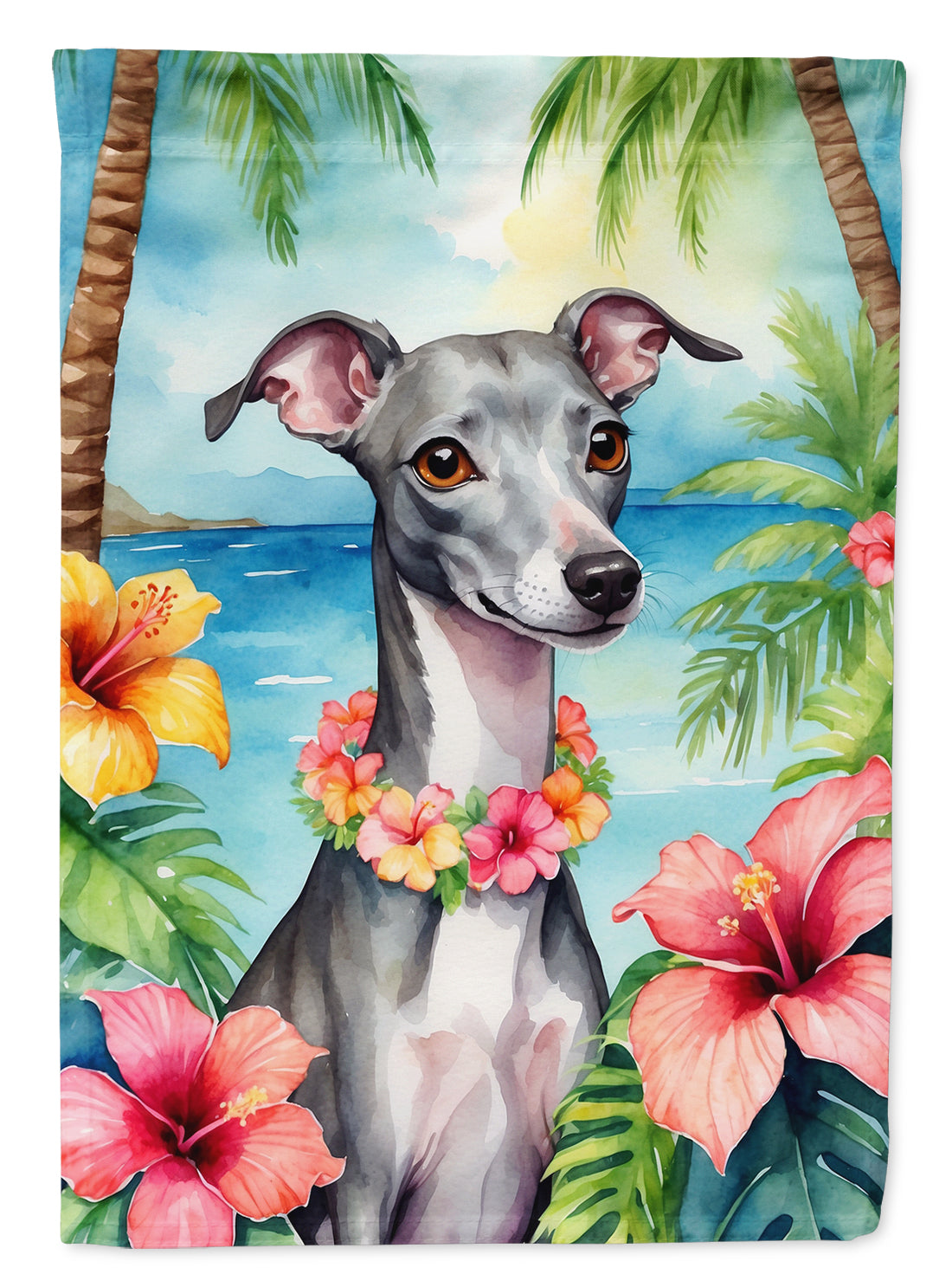 Buy this Italian Greyhound Luau Garden Flag