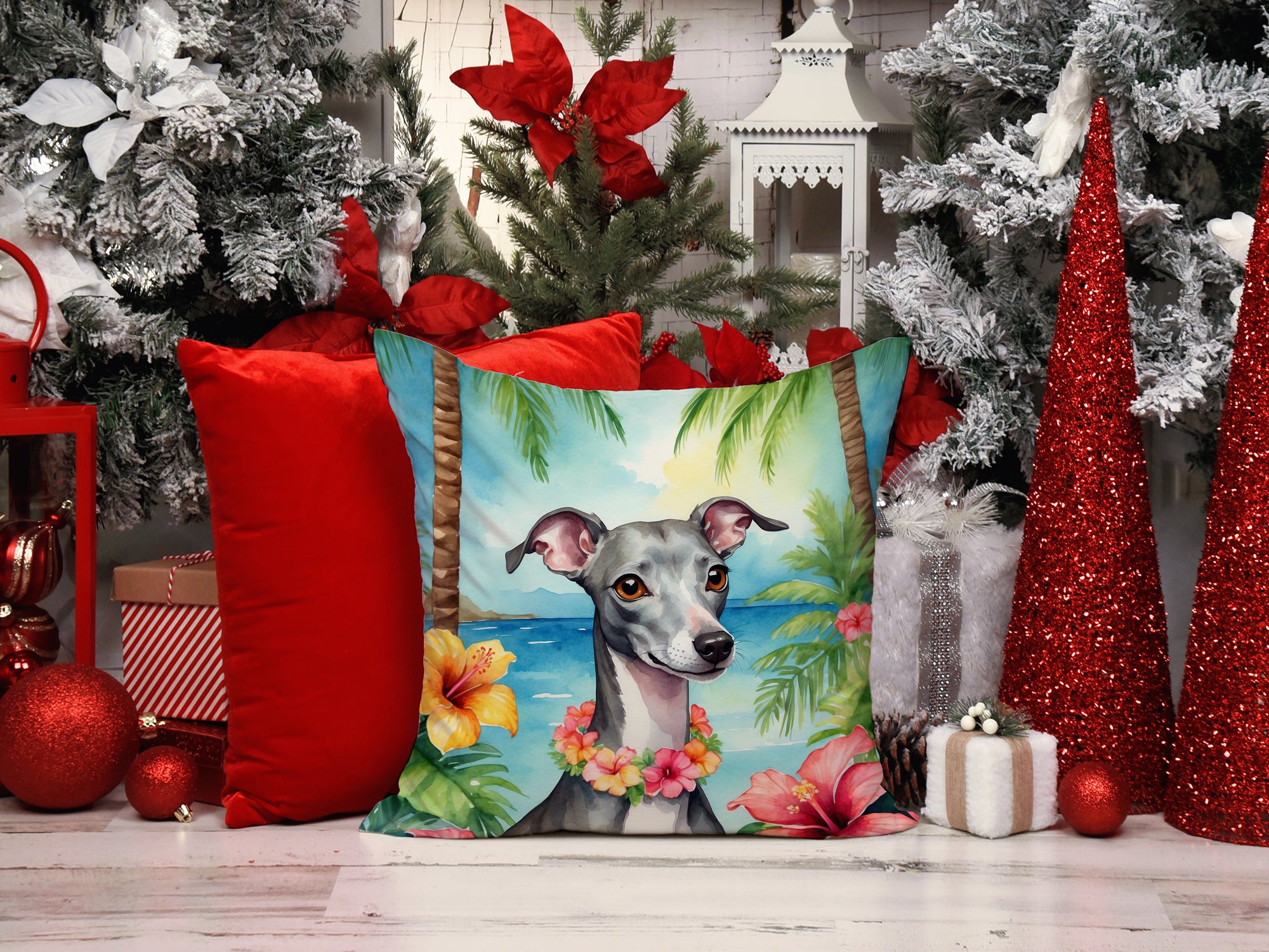 Italian Greyhound Luau Throw Pillow