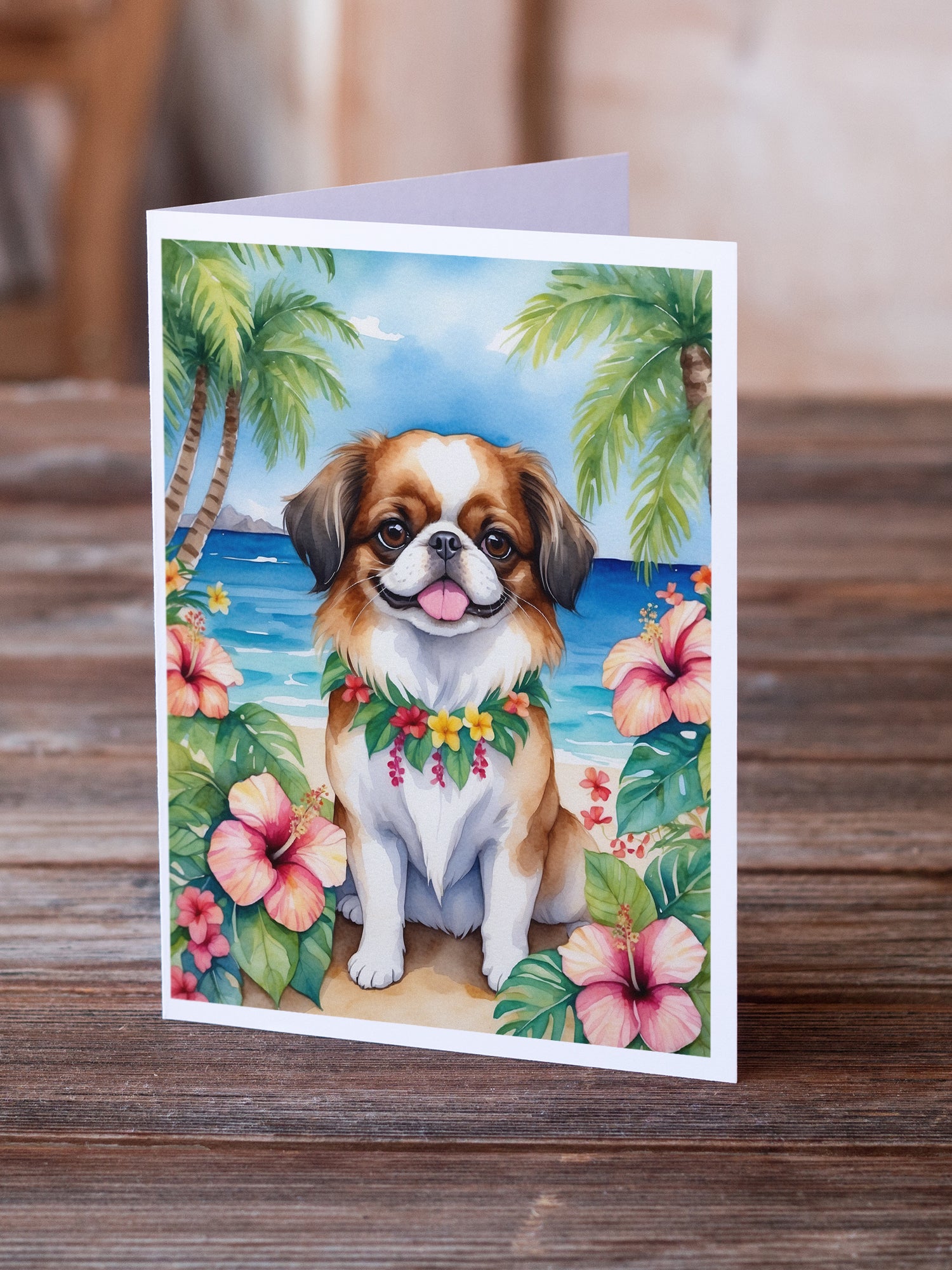 Buy this Japanese Chin Luau Greeting Cards Pack of 8