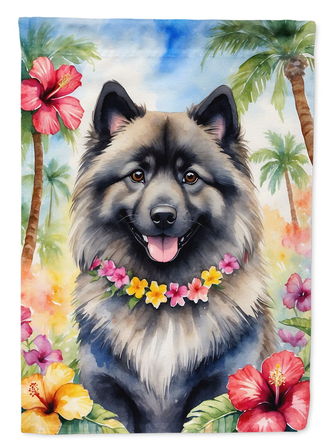 Buy this Keeshond Luau House Flag