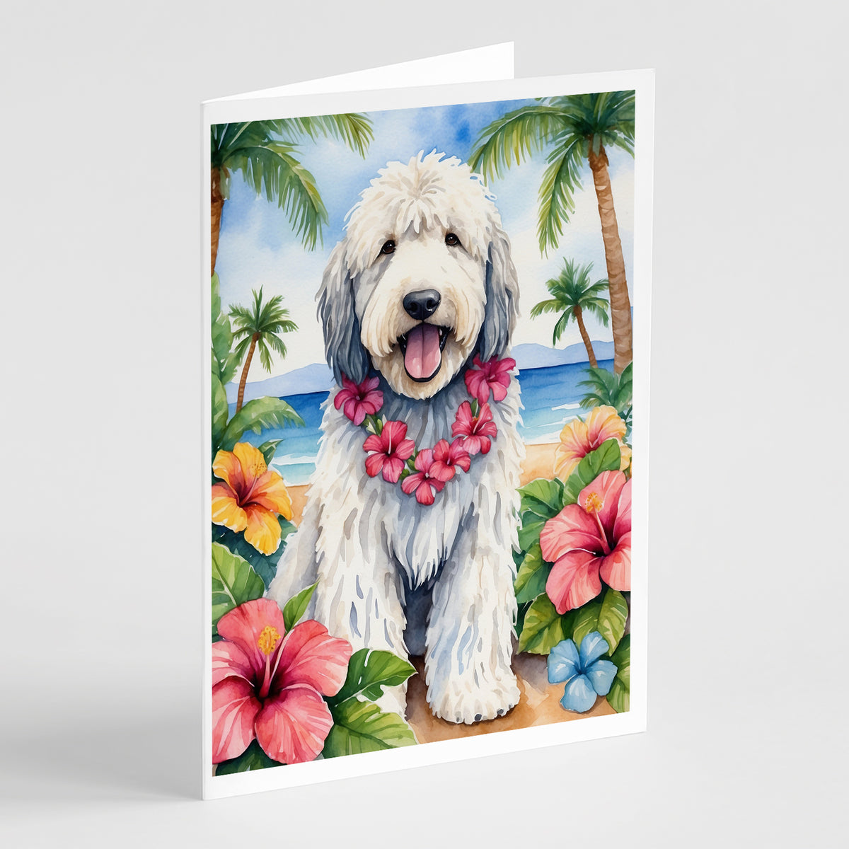 Buy this Komondor Luau Greeting Cards Pack of 8