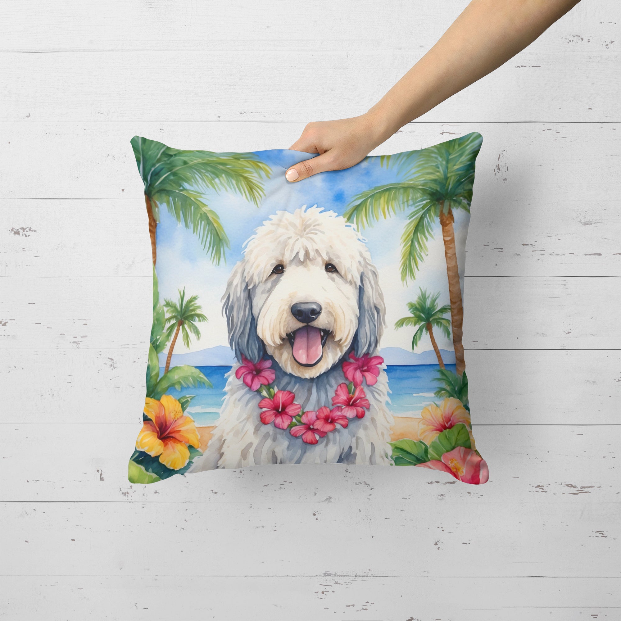 Komondor Luau Throw Pillow