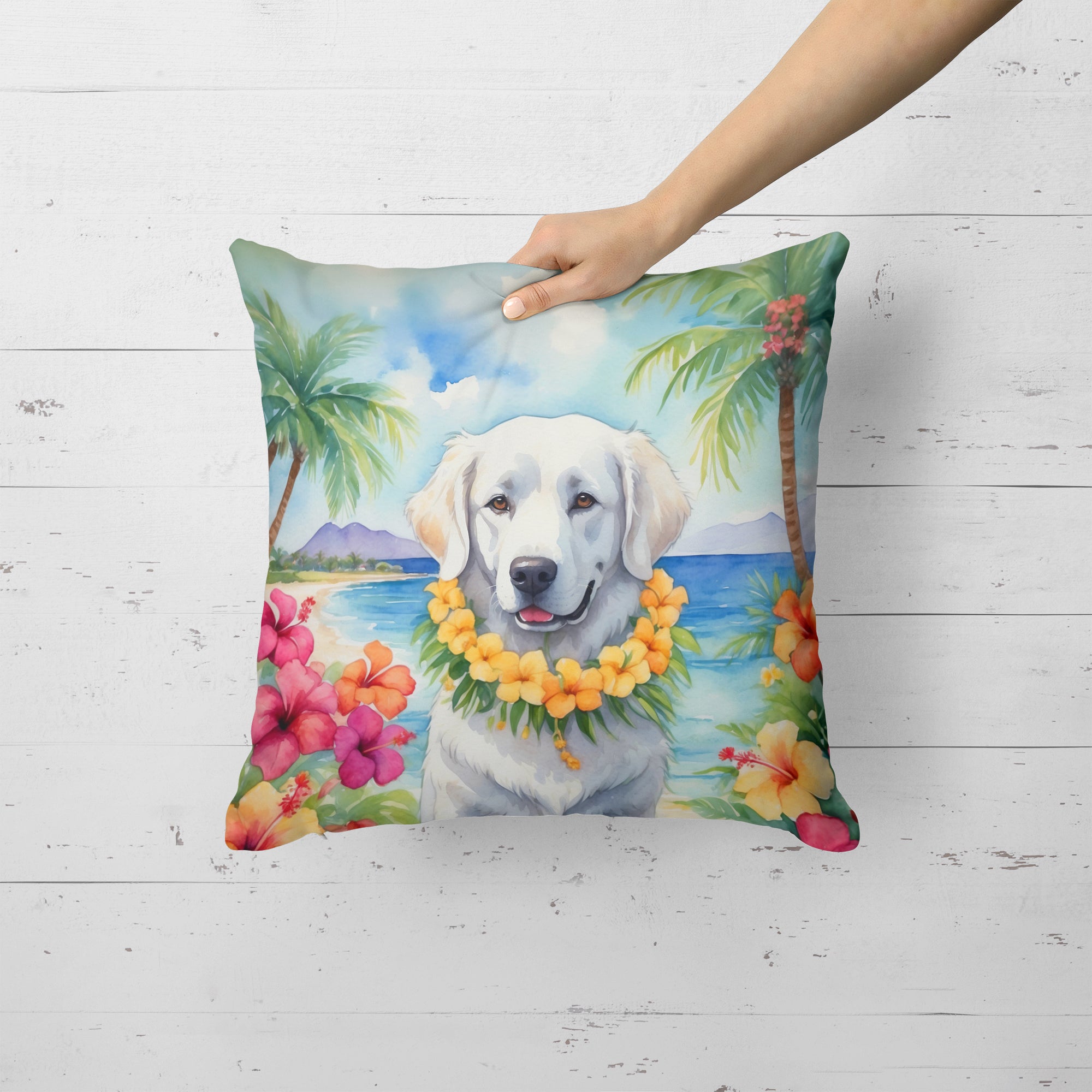 Buy this Kuvasz Luau Throw Pillow