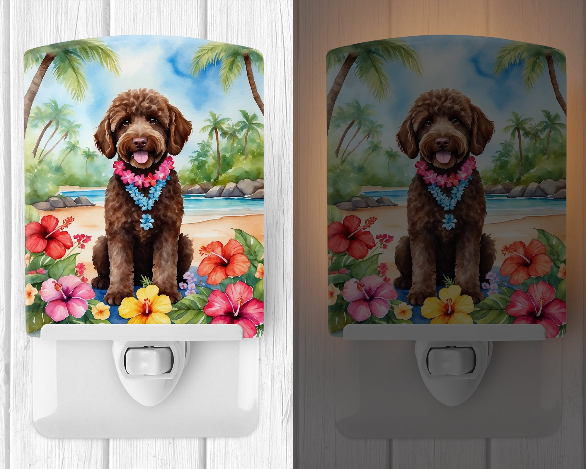 Labradoodle Luau Ceramic Night Light