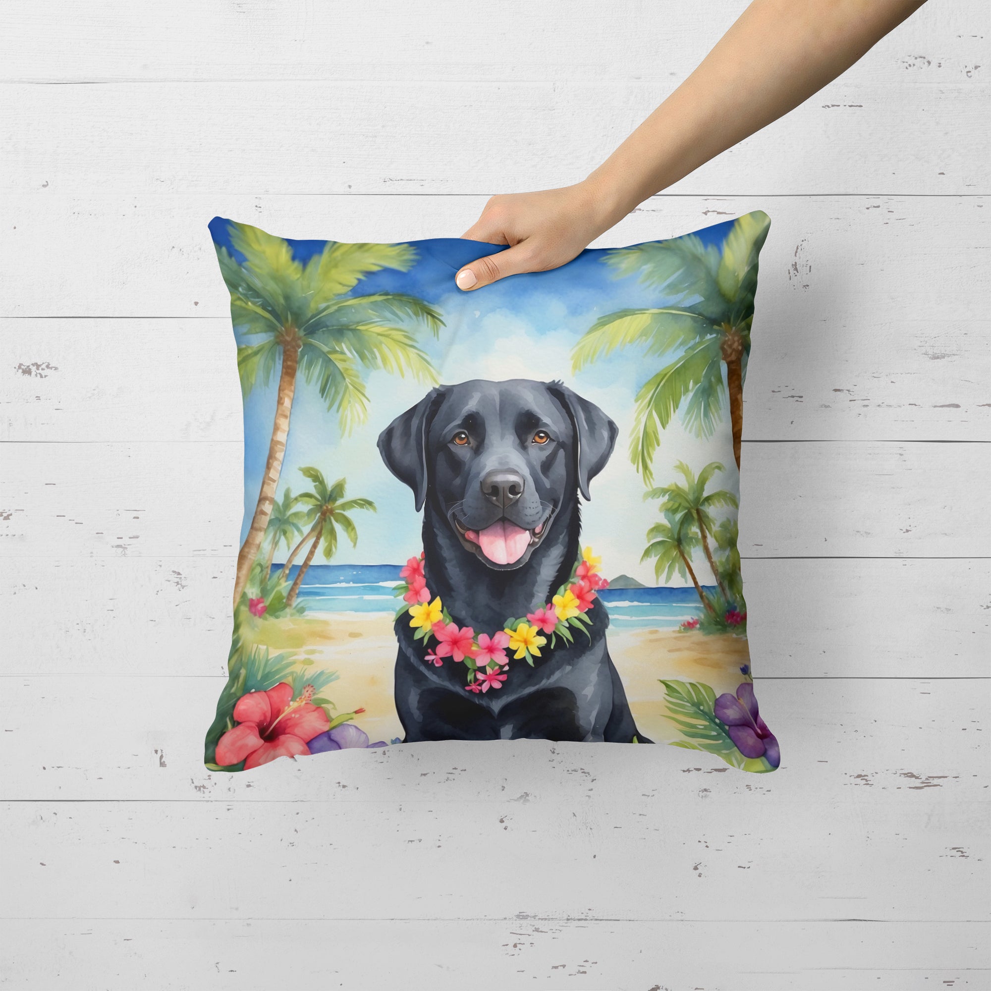 Black Labrador Retriever Luau Throw Pillow