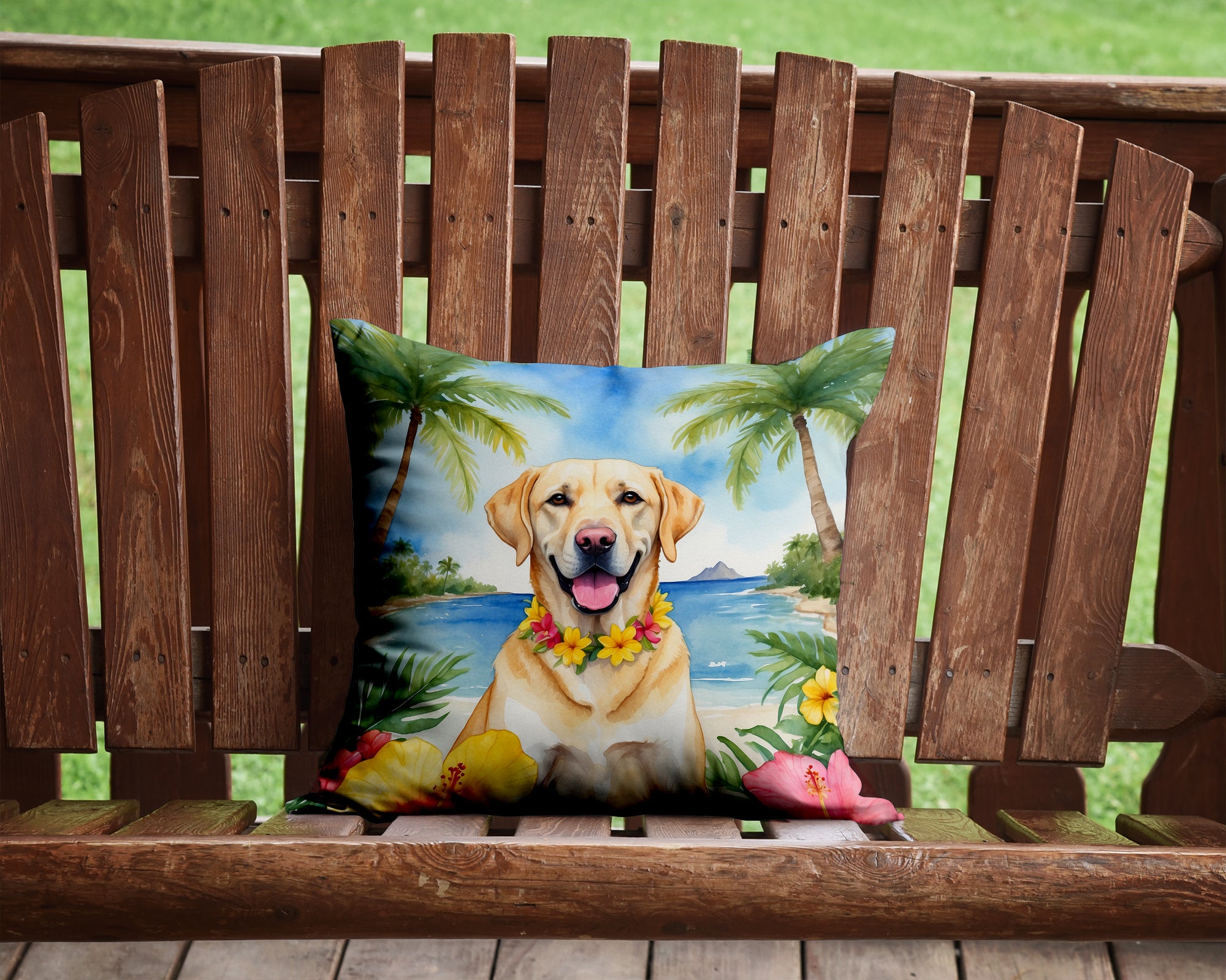 Yellow Labrador Retriever Luau Throw Pillow