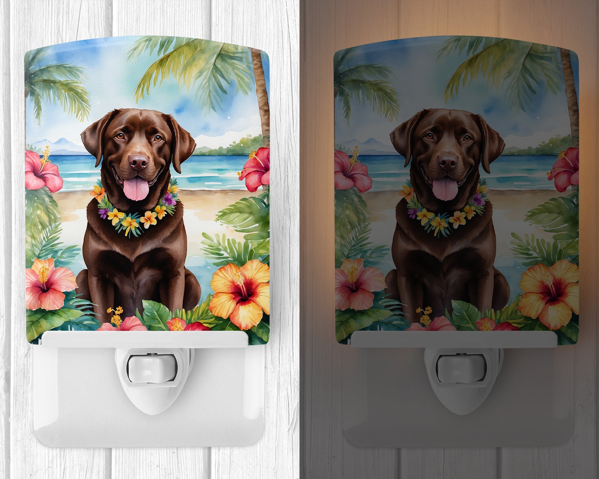 Buy this Chocolate Labrador Retriever Luau Ceramic Night Light