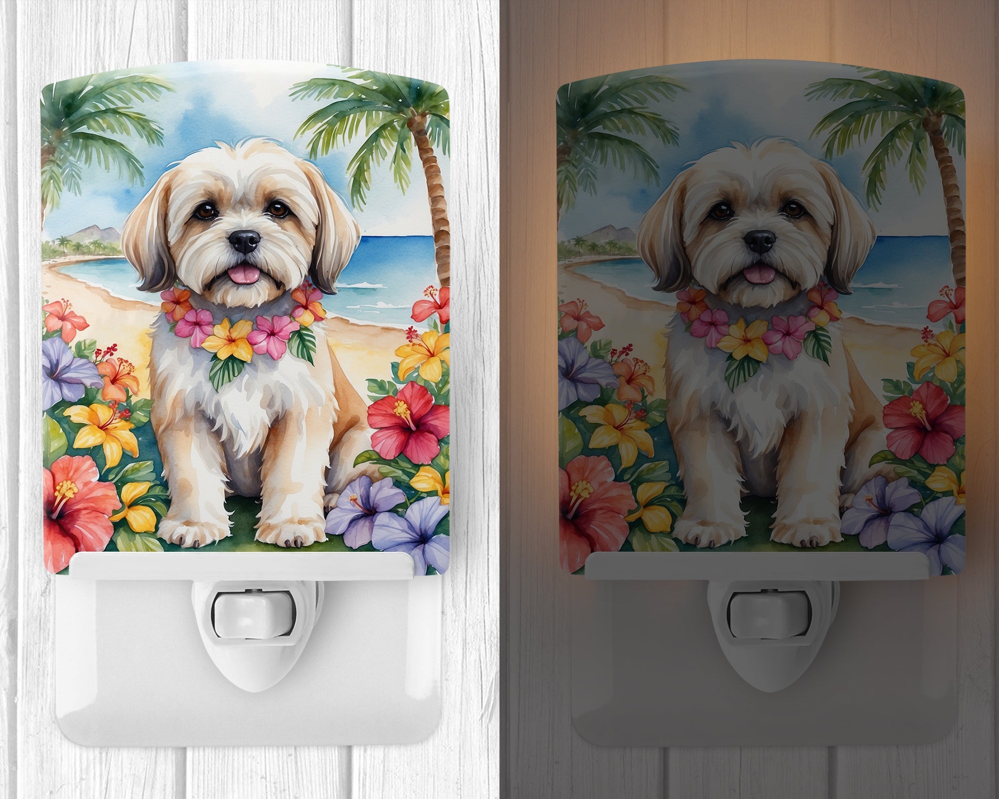 Lhasa Apso Luau Ceramic Night Light