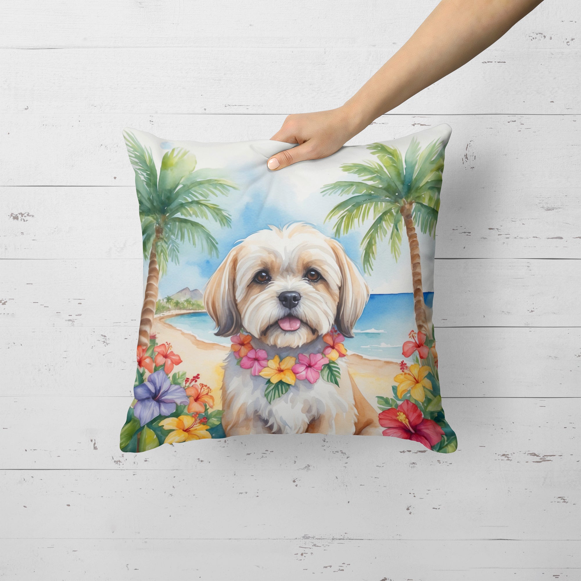 Buy this Lhasa Apso Luau Throw Pillow