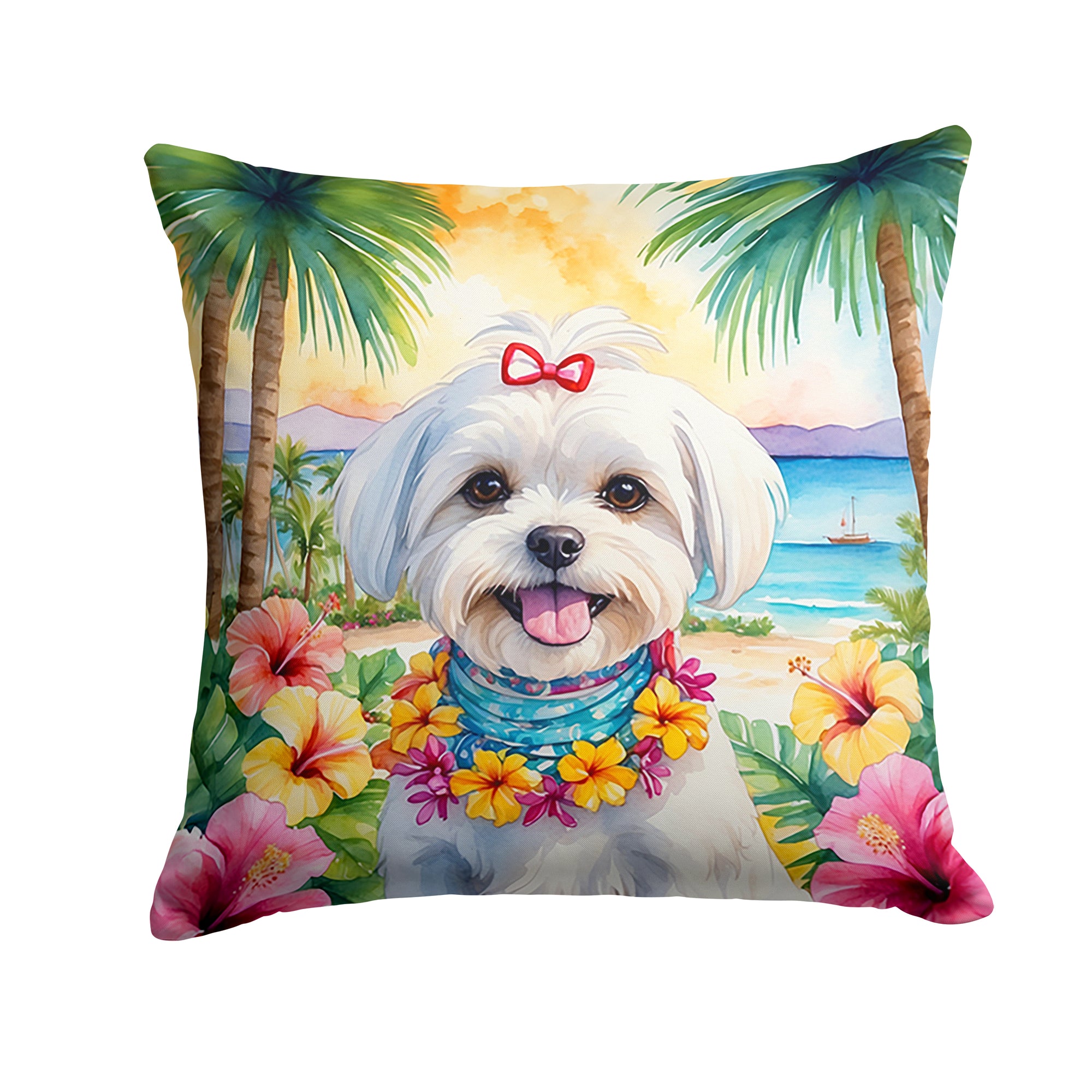 Buy this Maltese Luau Throw Pillow