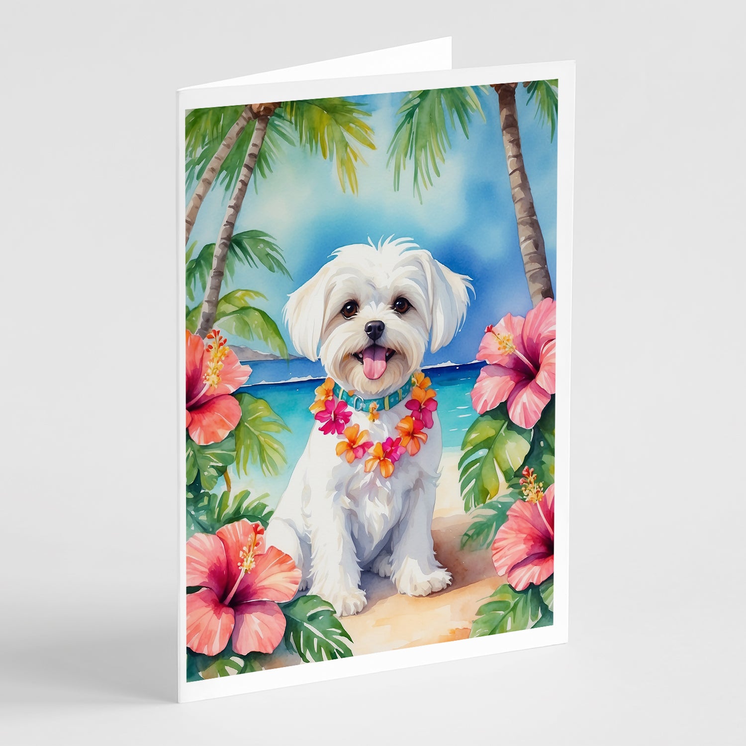 Buy this Maltese Luau Greeting Cards Pack of 8