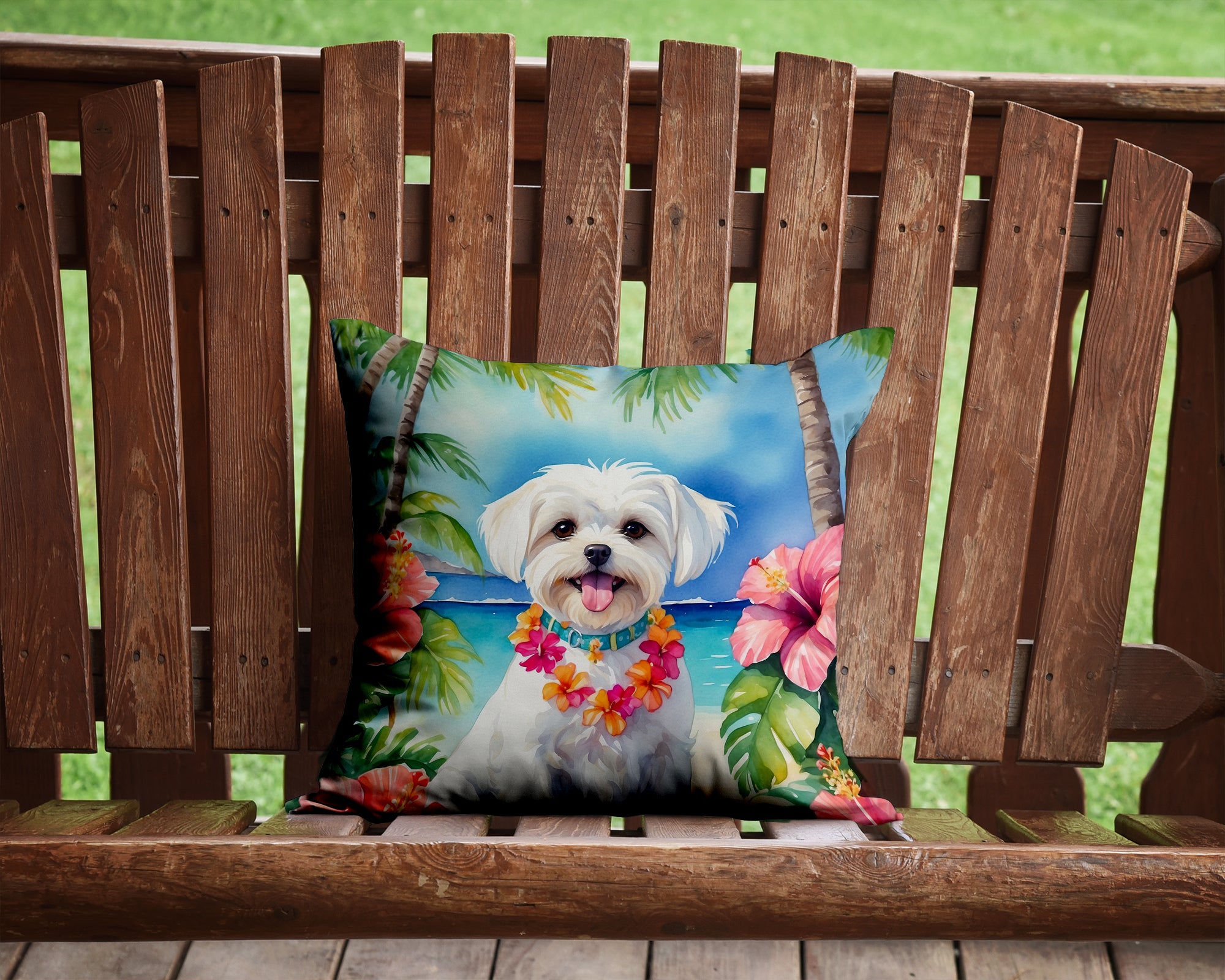 Buy this Maltese Luau Throw Pillow