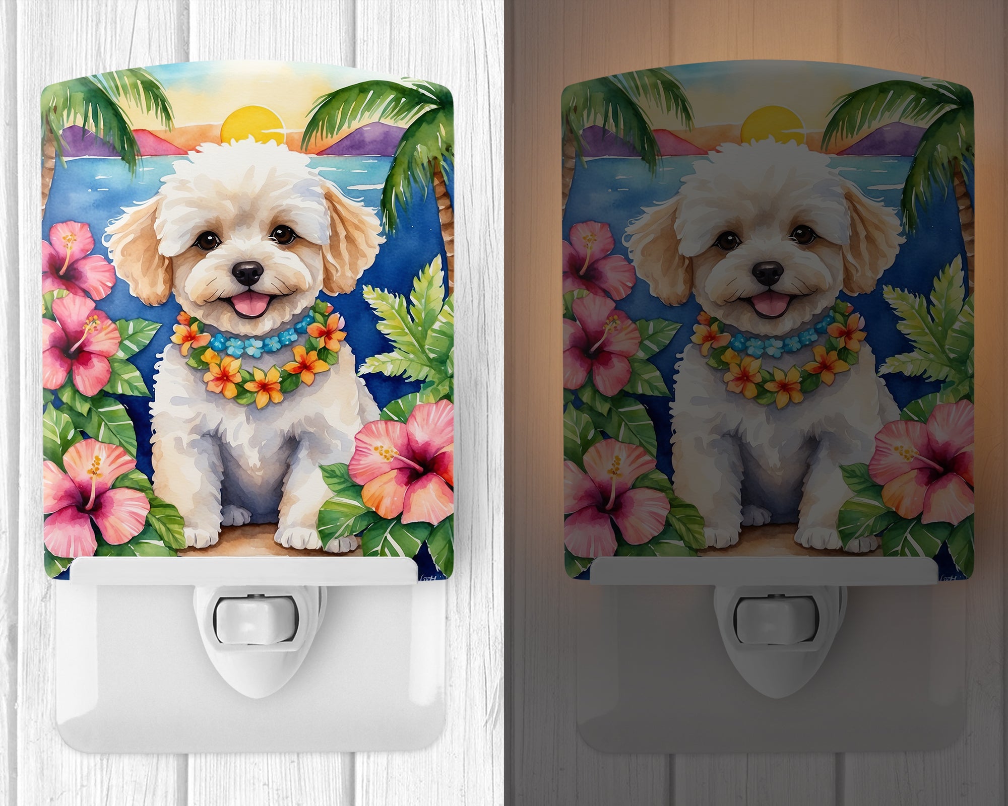 Maltipoo Luau Ceramic Night Light