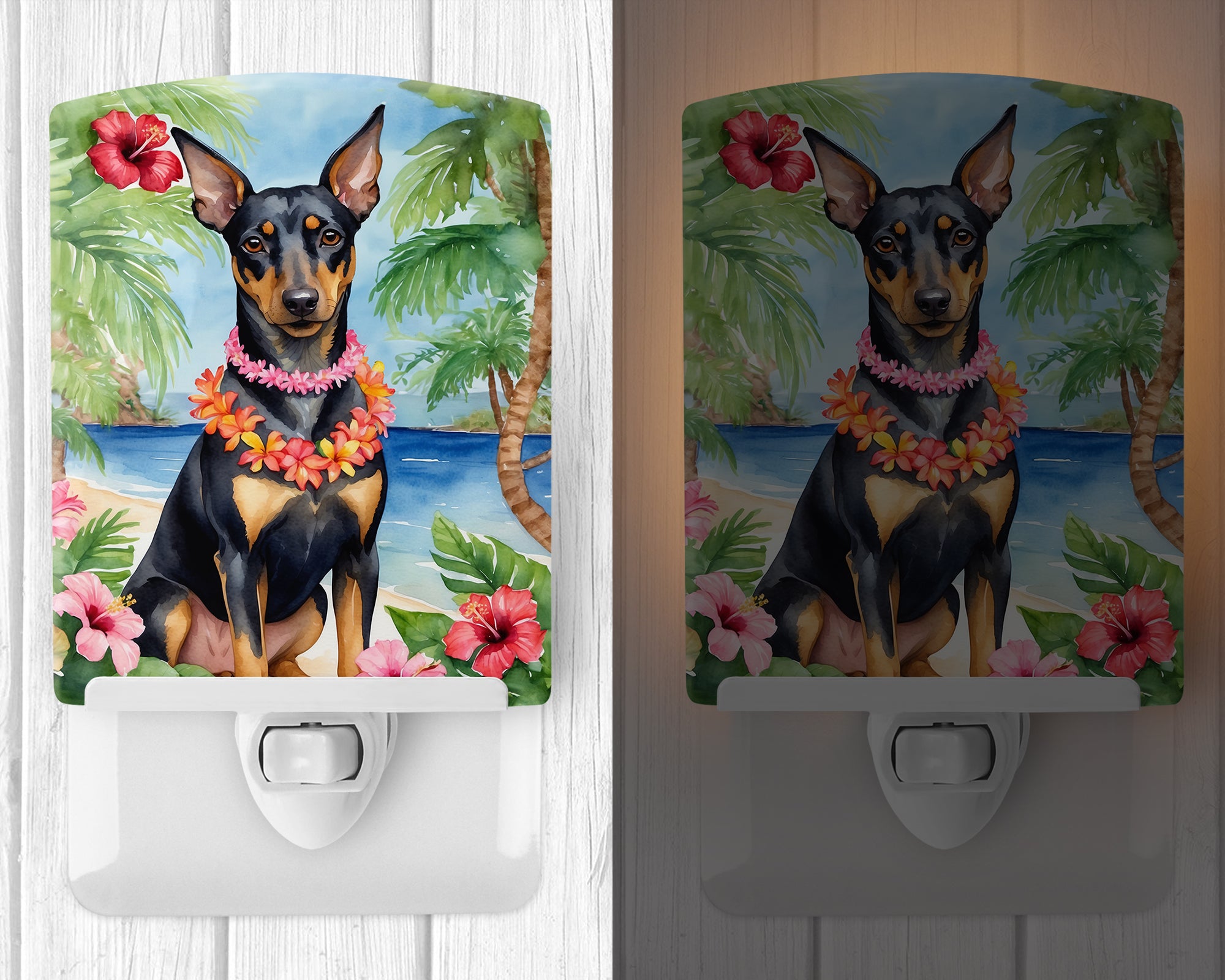 Buy this Manchester Terrier Luau Ceramic Night Light