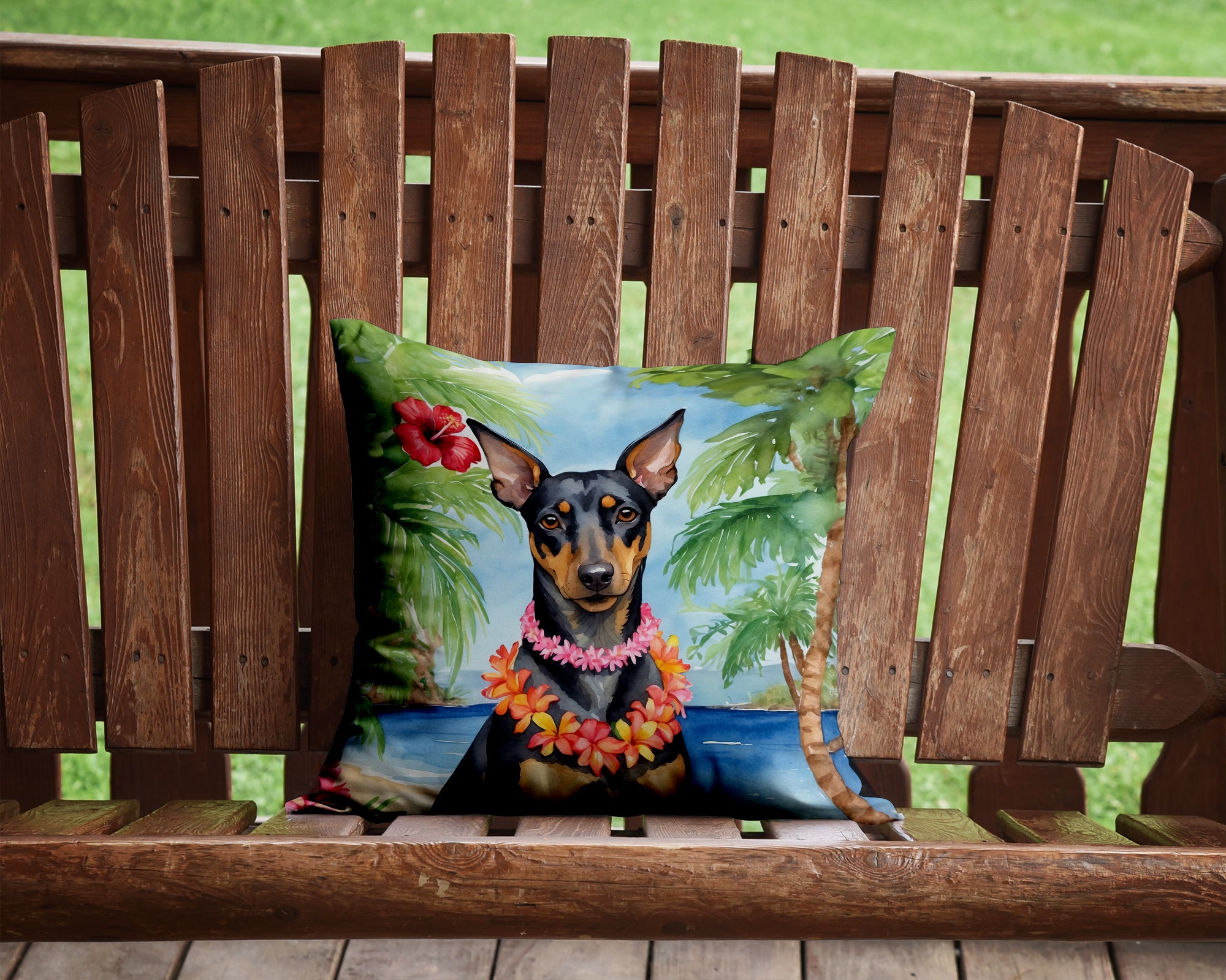 Manchester Terrier Luau Throw Pillow