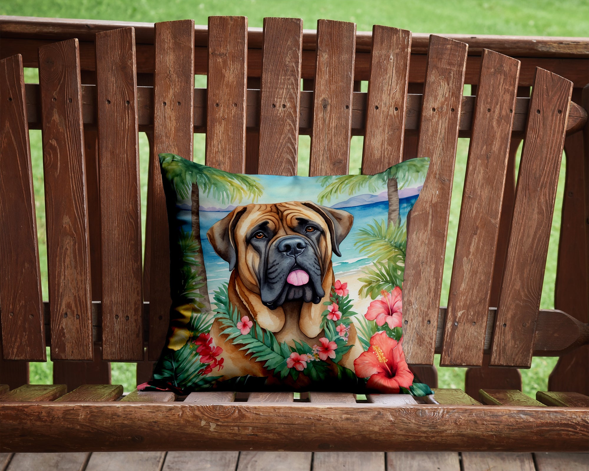 Buy this Mastiff Luau Throw Pillow