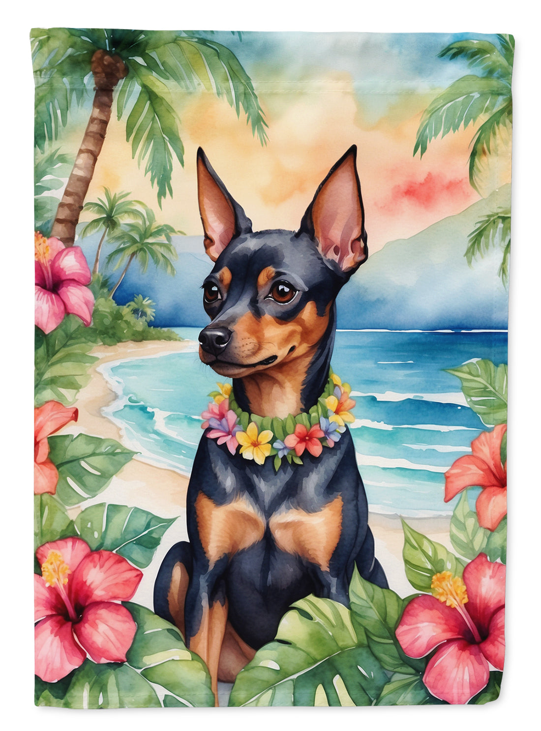 Buy this Miniature Pinscher Luau House Flag