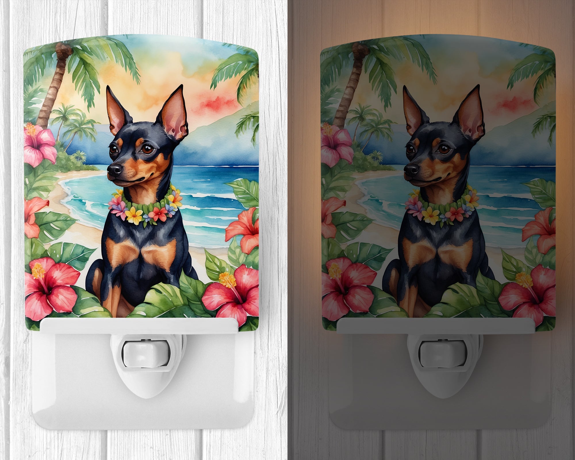 Buy this Miniature Pinscher Luau Ceramic Night Light