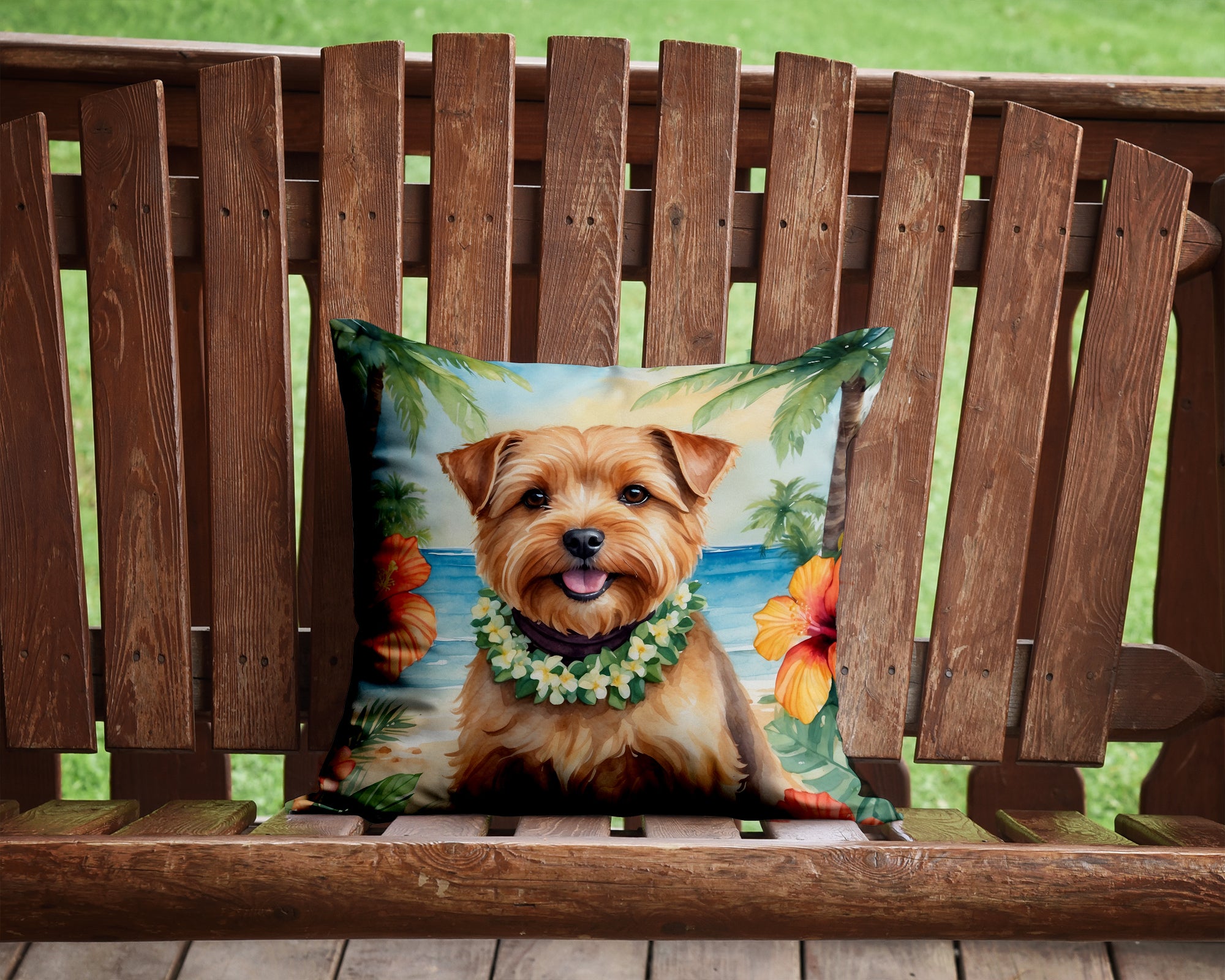 Norfolk Terrier Luau Throw Pillow