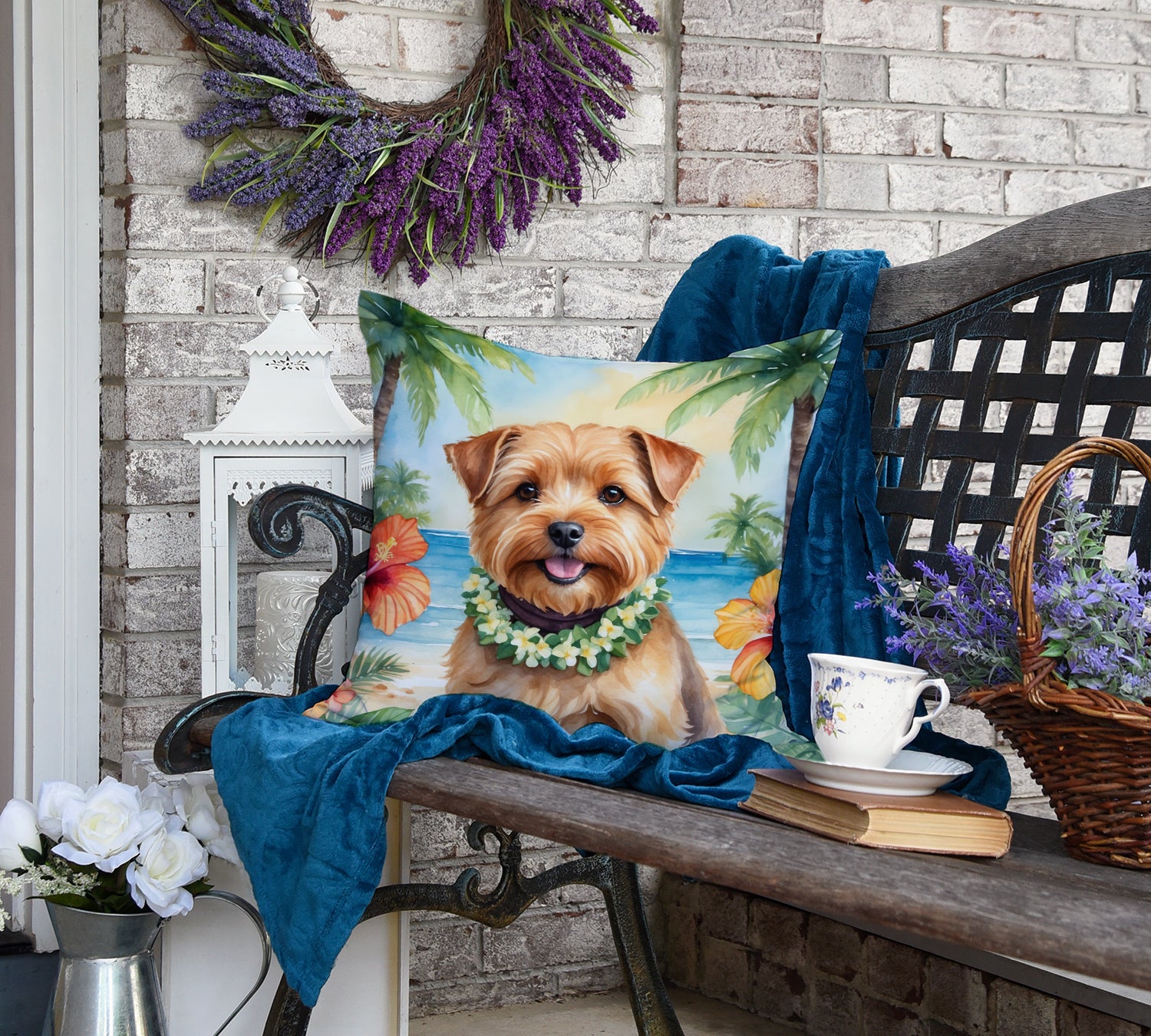 Norfolk Terrier Luau Throw Pillow