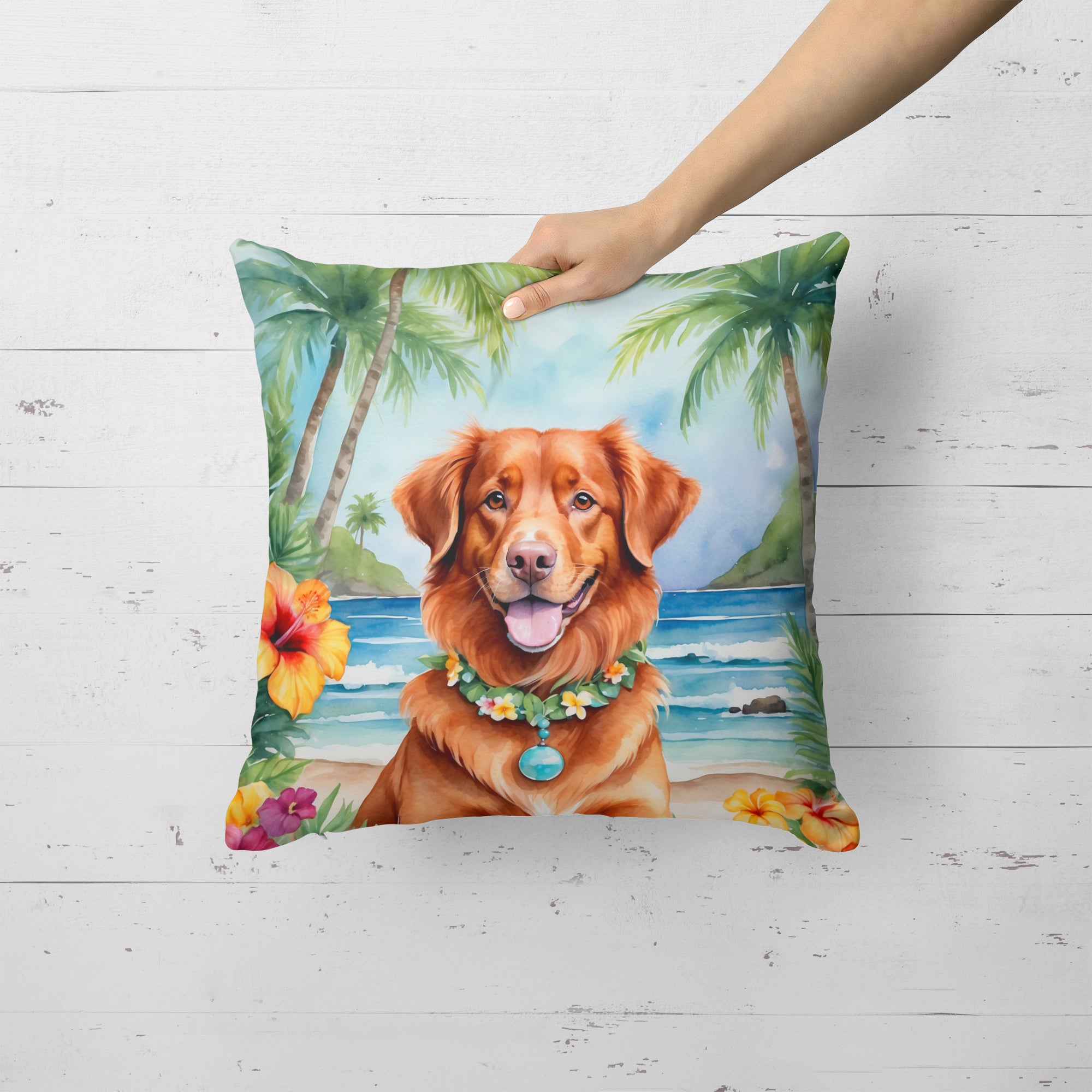 Buy this Nova Scotia Duck Tolling Retriever Luau Throw Pillow