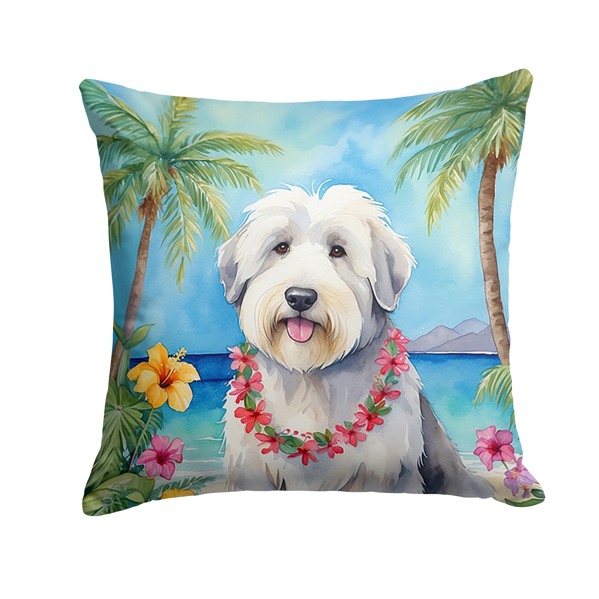 Buy this Old English Sheepdog Luau Throw Pillow