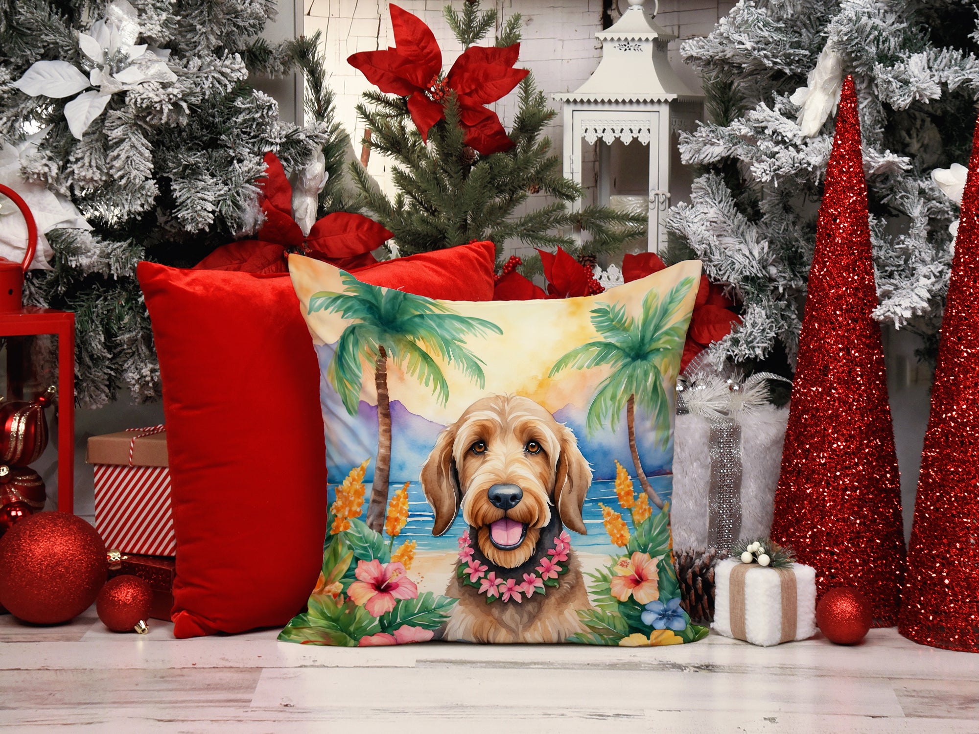 Otterhound Luau Throw Pillow