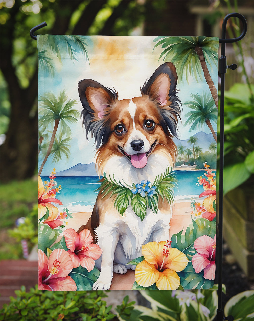 Papillon Luau Garden Flag