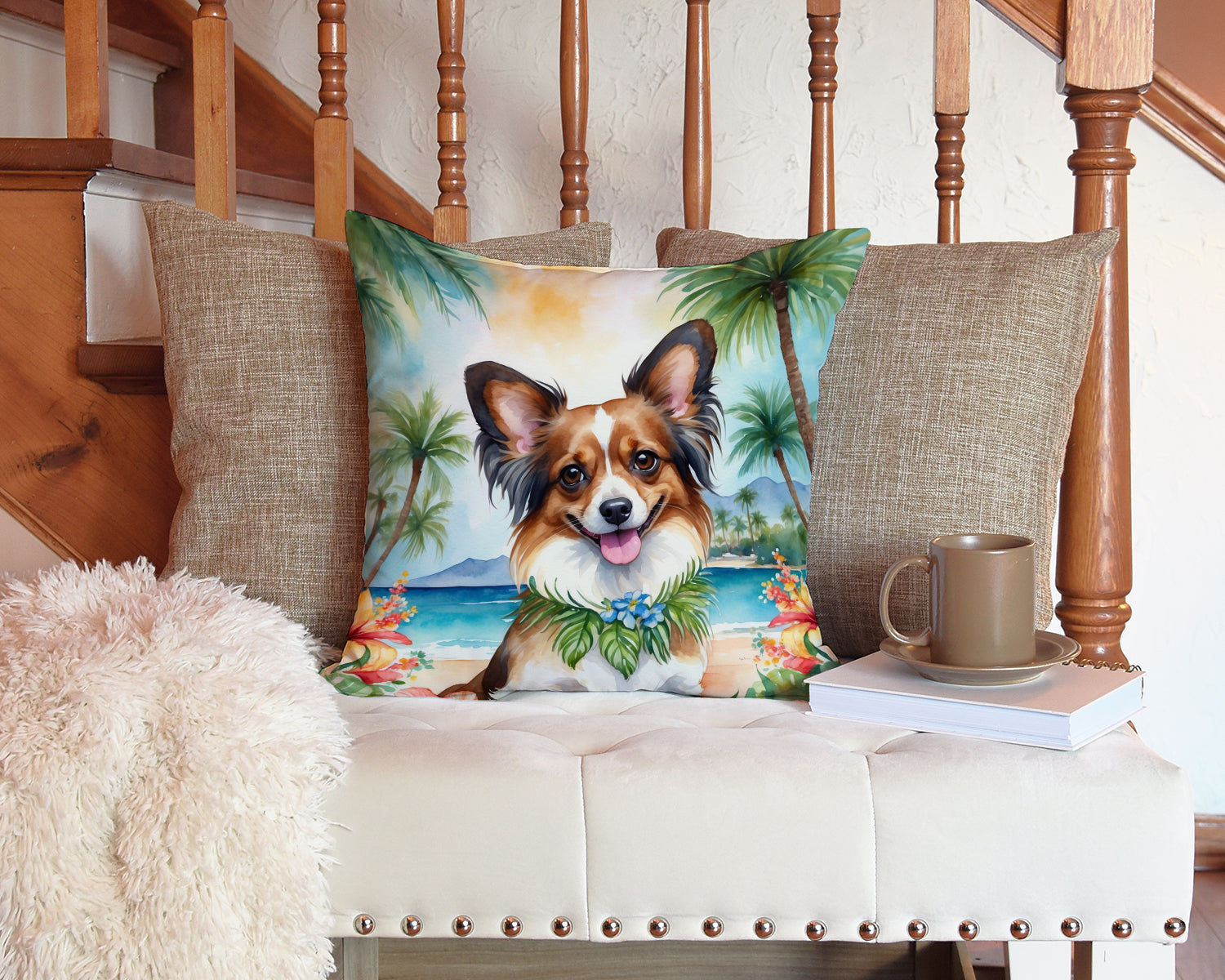 Papillon Luau Throw Pillow