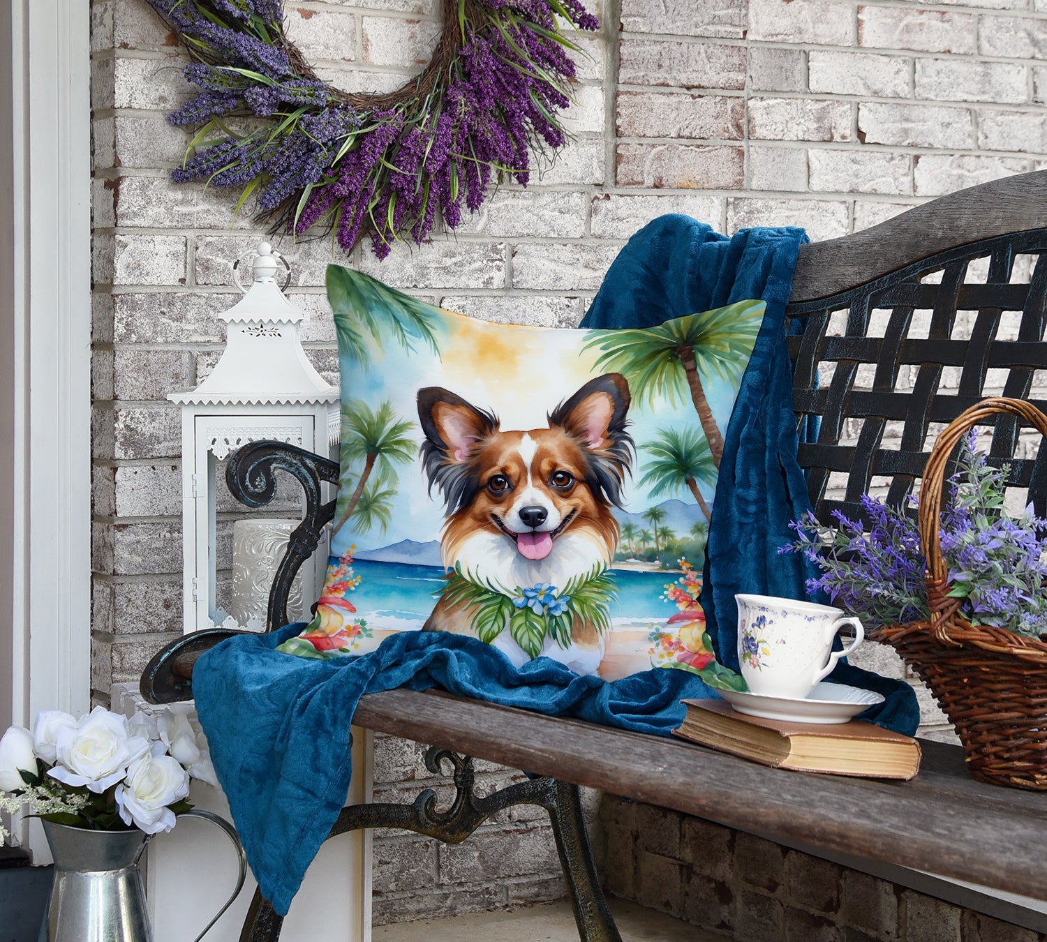 Papillon Luau Throw Pillow