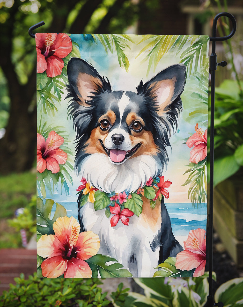 Papillon Luau Garden Flag