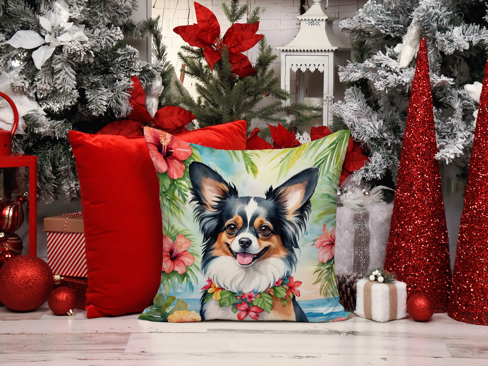 Papillon Luau Throw Pillow