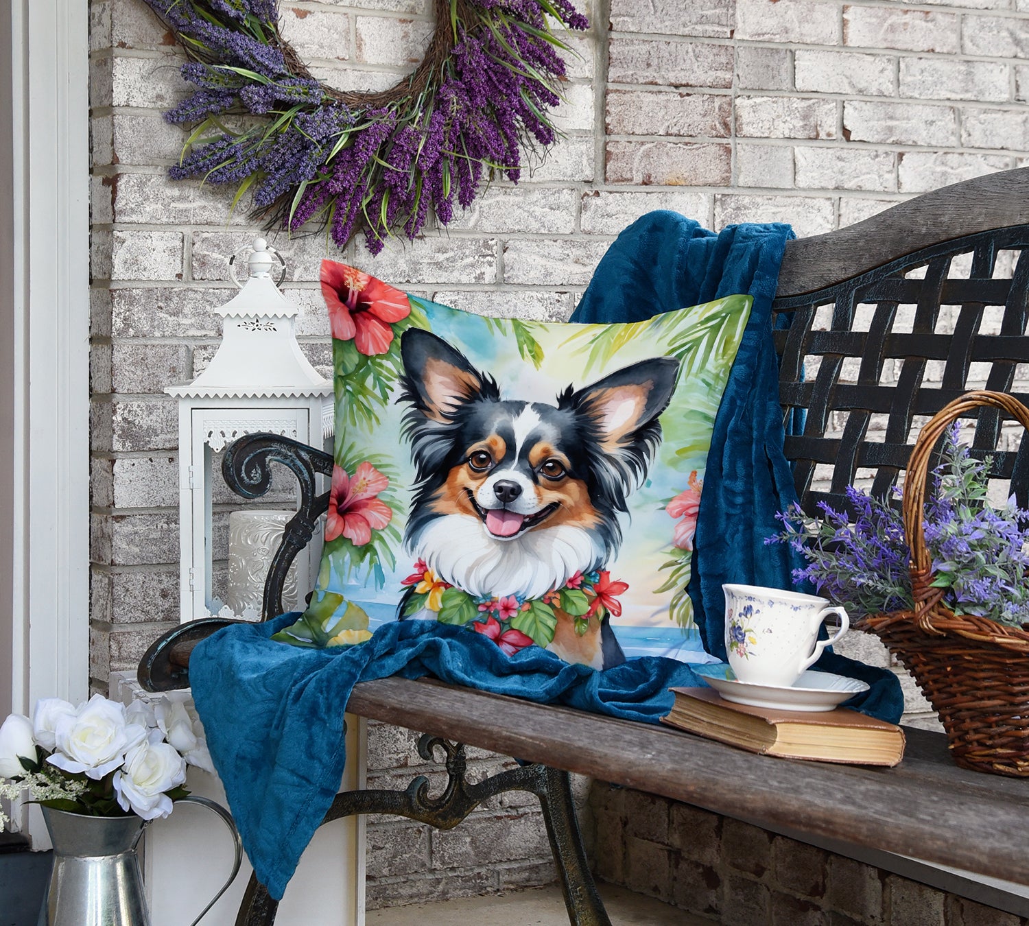 Papillon Luau Throw Pillow