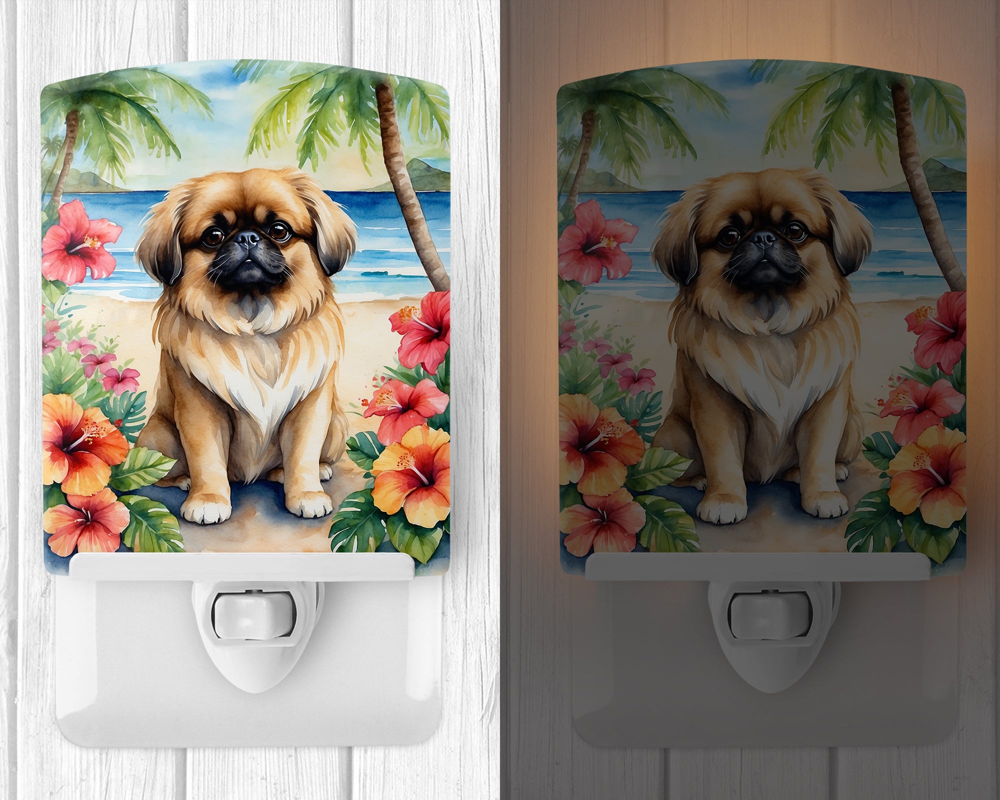 Pekingese Luau Ceramic Night Light