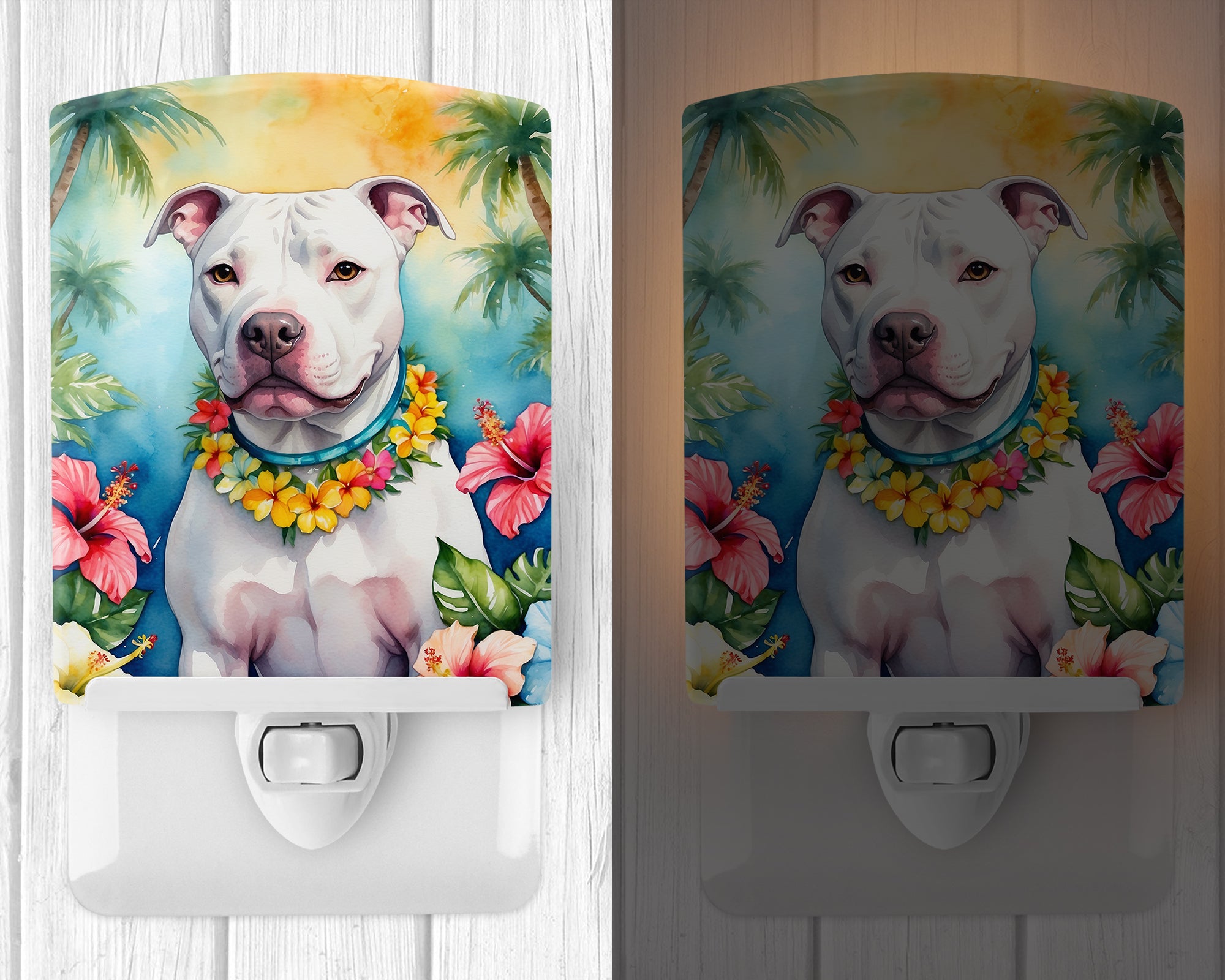 Pit Bull Terrier Luau Ceramic Night Light