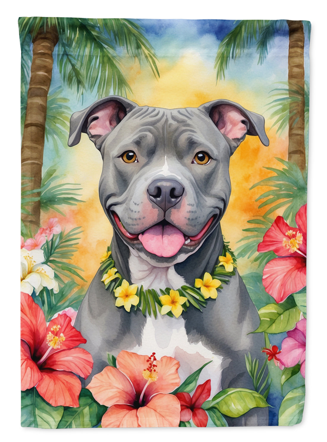 Buy this Pit Bull Terrier Luau Garden Flag