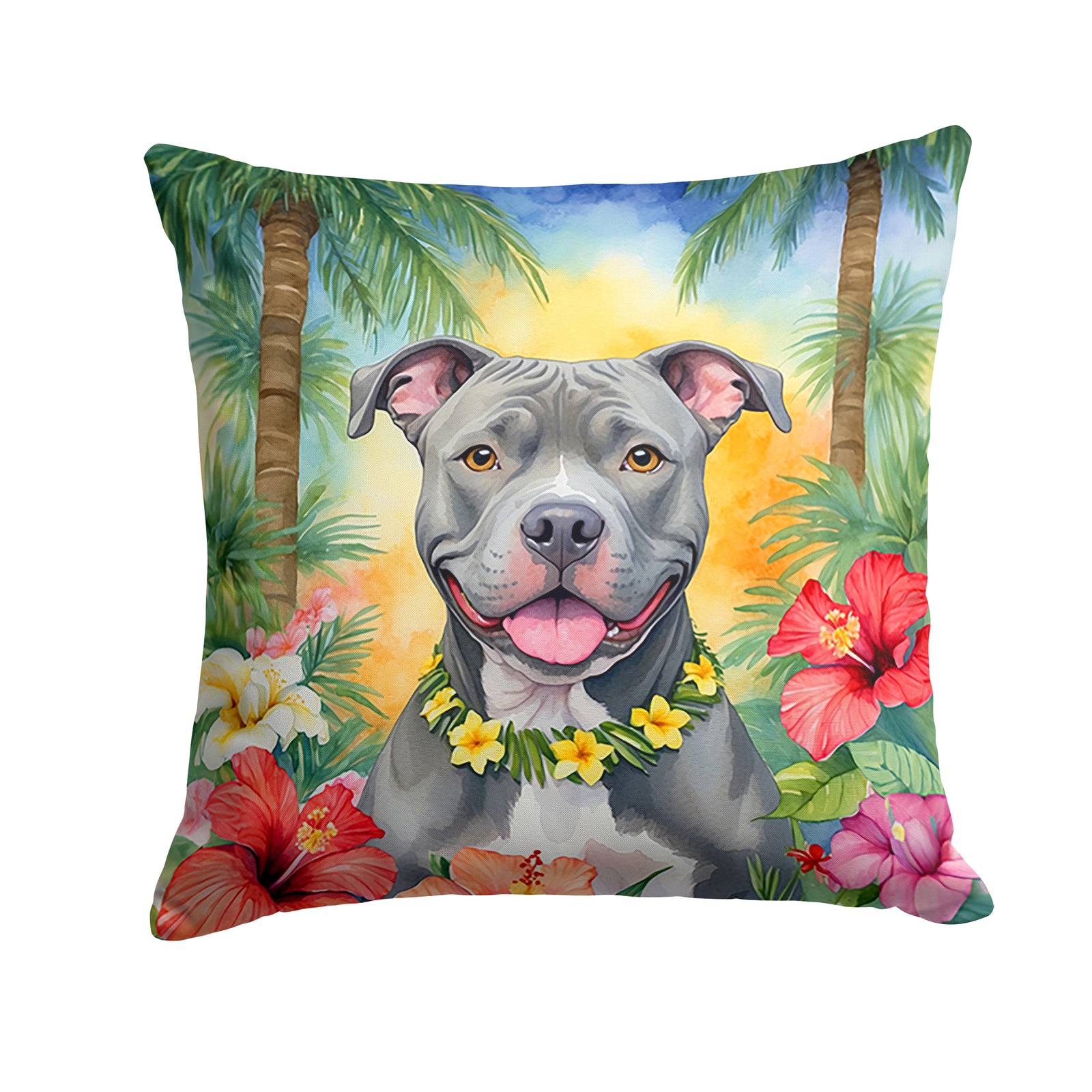 Buy this Pit Bull Terrier Luau Throw Pillow