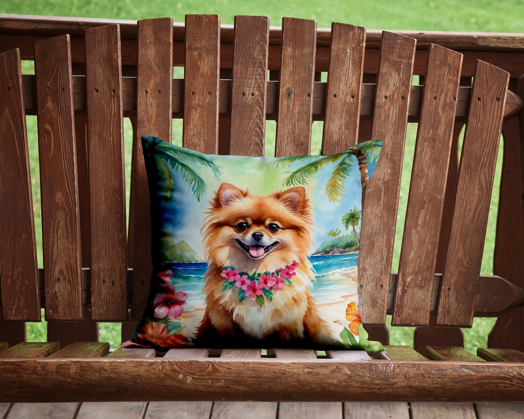 Buy this Pomeranian Luau Throw Pillow