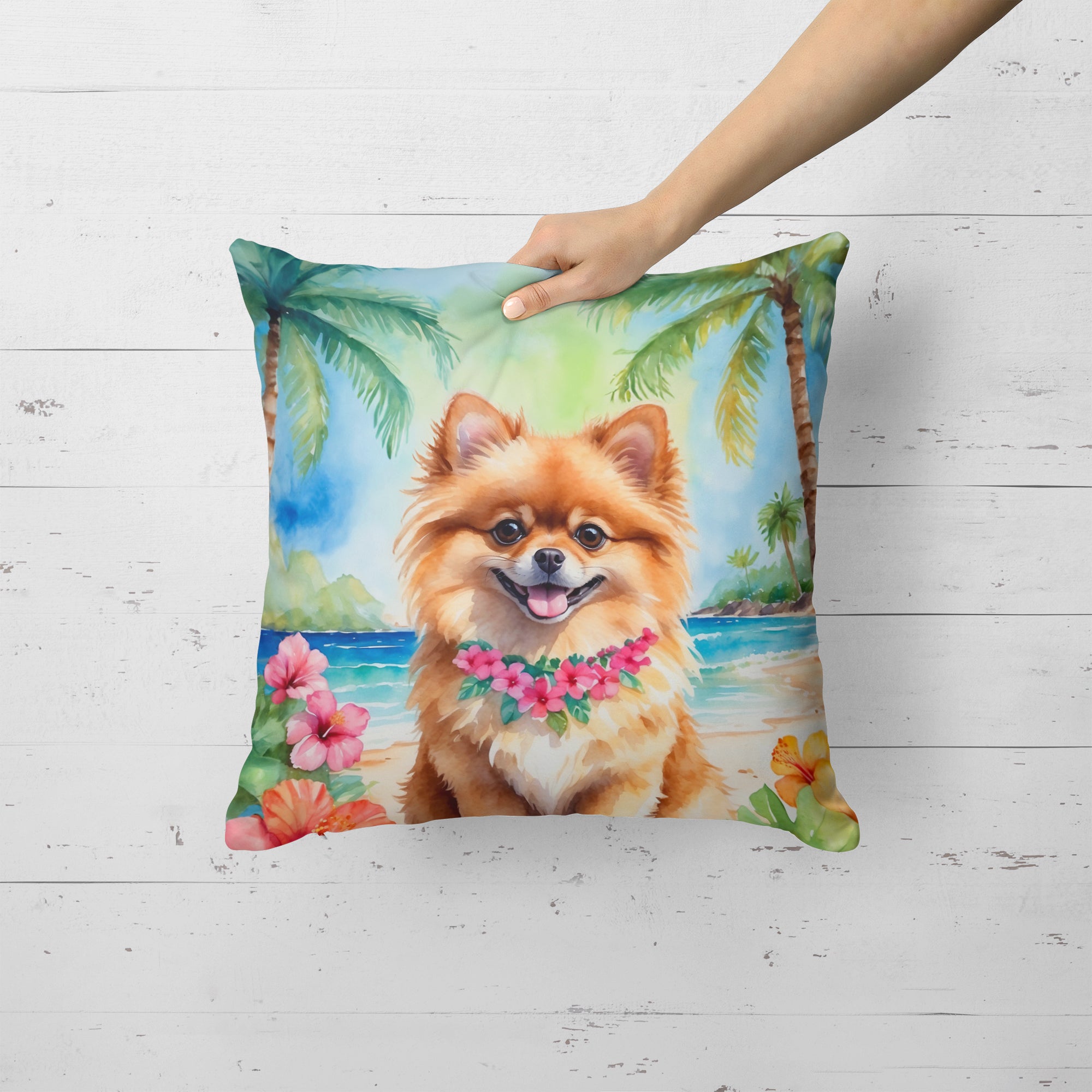 Buy this Pomeranian Luau Throw Pillow