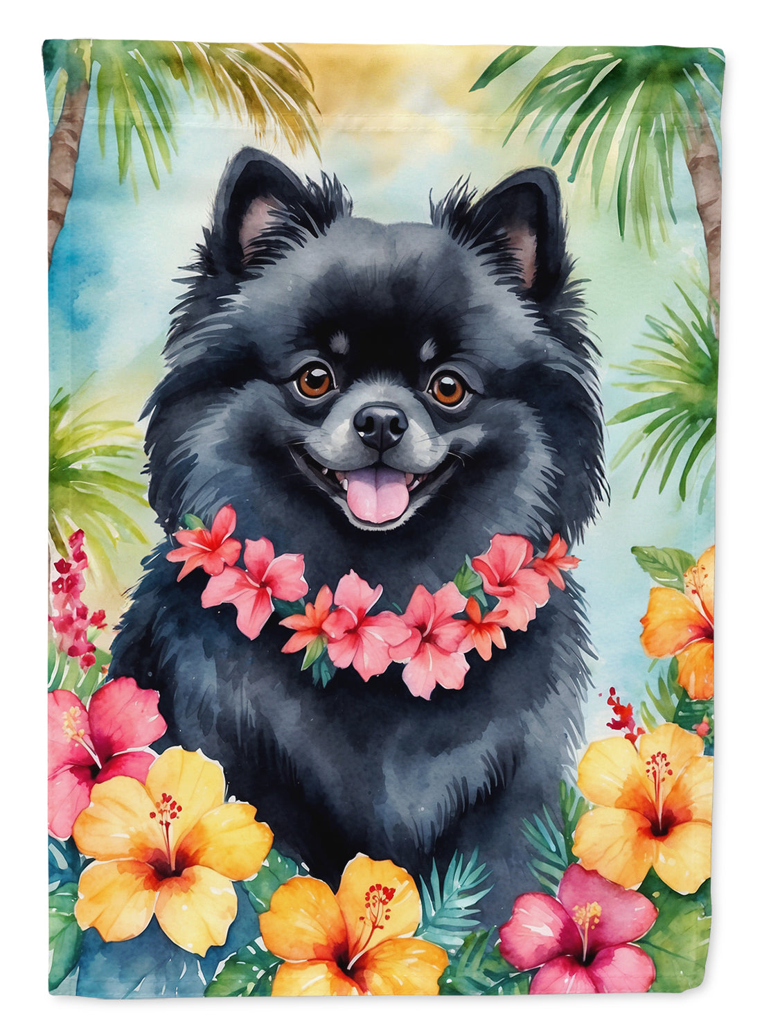 Buy this Pomeranian Luau Garden Flag